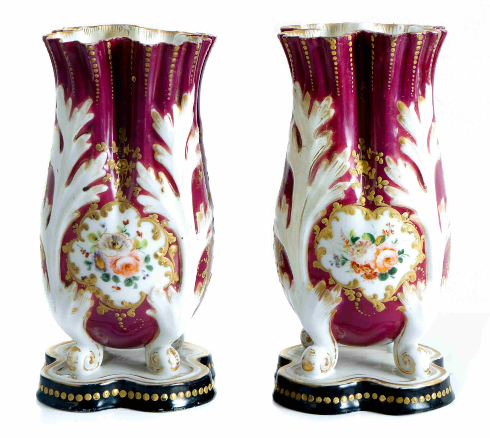 Pair, French Porcelain Lettuce Form Vases (1 of 6)