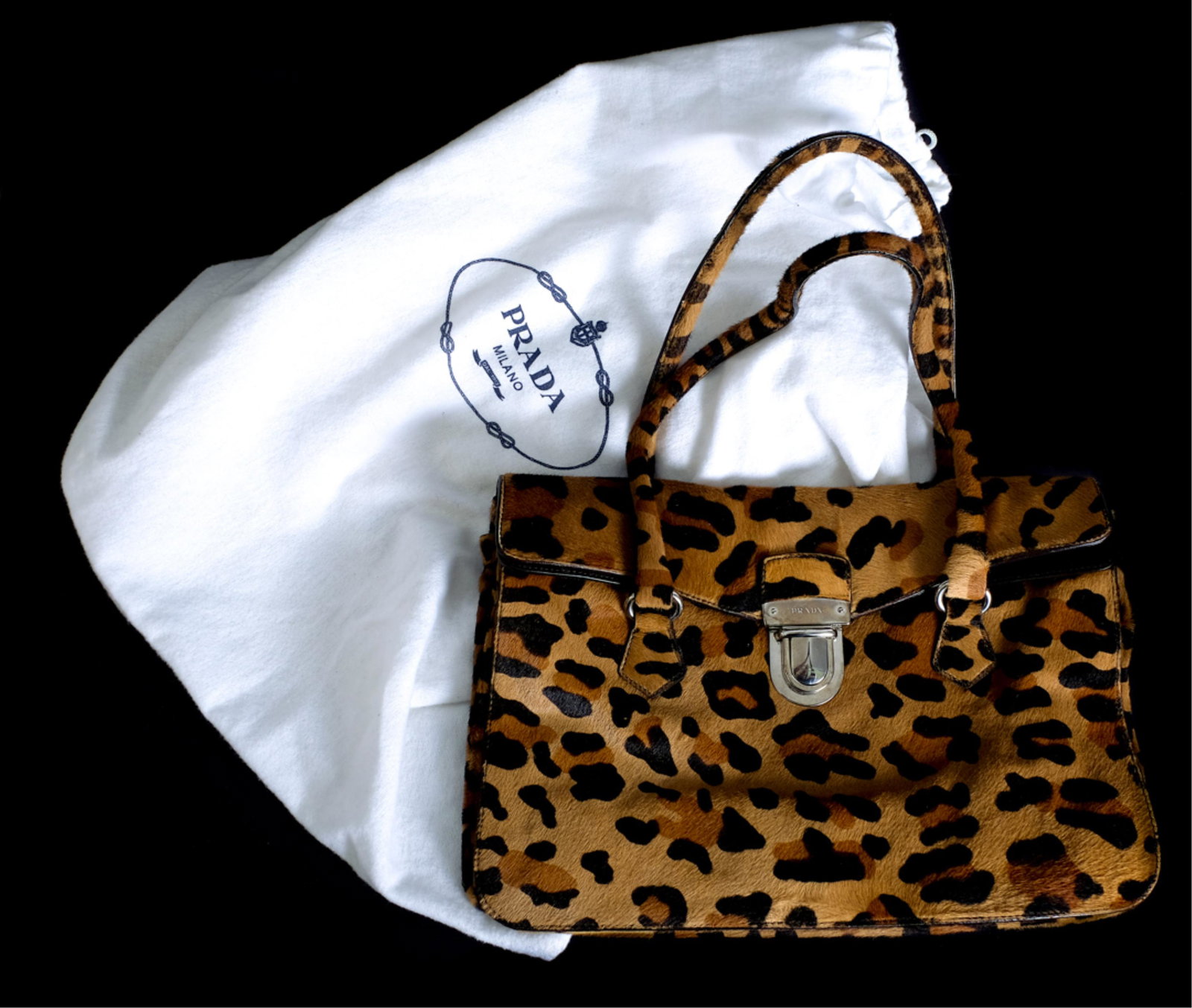 Prada Leopard Pattern Fur Attache Style Bag (1 of 8)