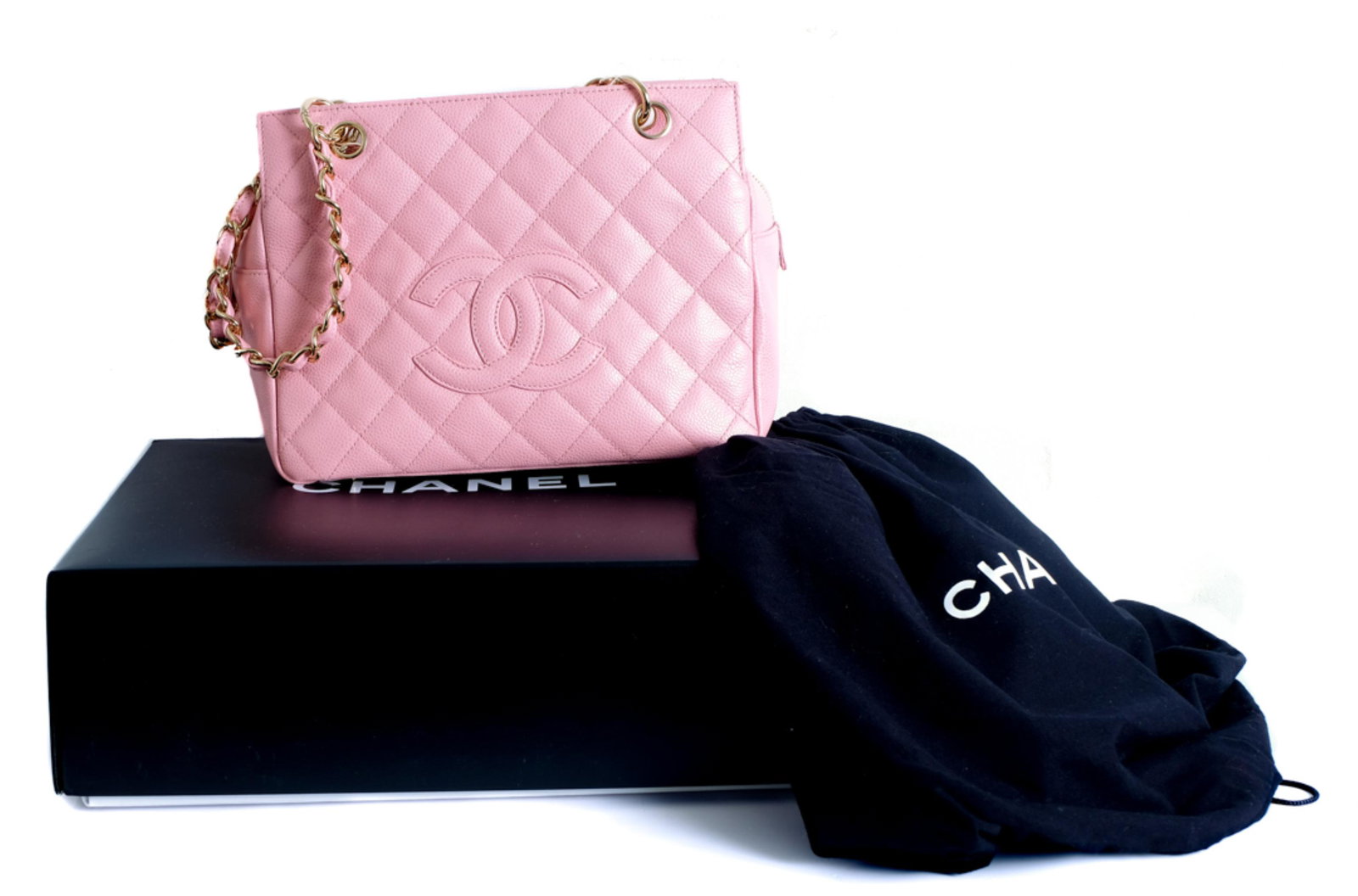 Chanel Pink Rose Quilted Caviar Leather Purse (1 of 9)
