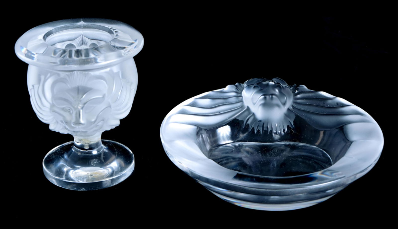 Lalique Crystal Tete de Lion Ashtray w/Holder (1 of 12)