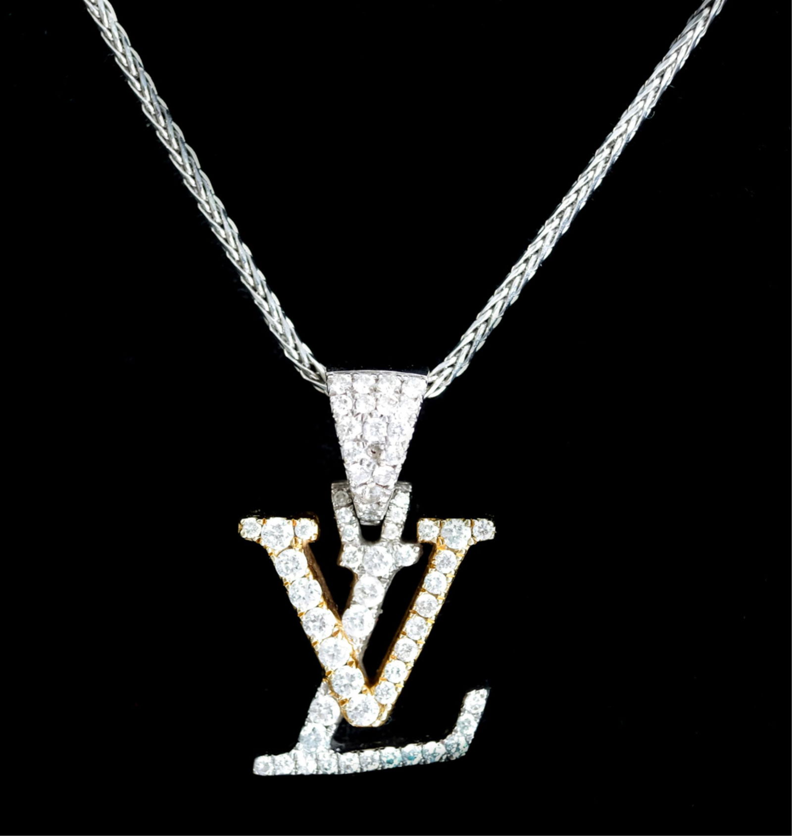 14k YG WG Diamond Louis Vuitton Pendant Necklace (1 of 4)