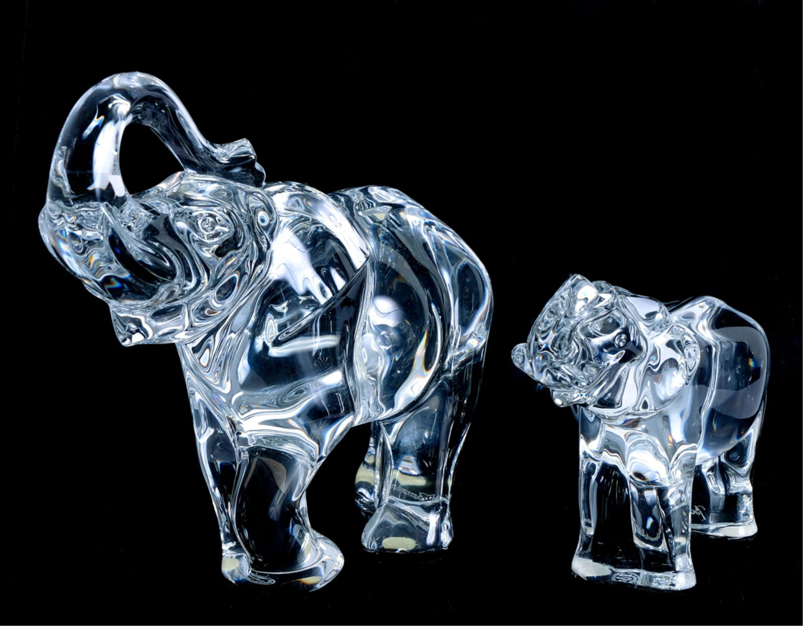 2 Baccarat Crystal Elephants Medium & Large (1 of 13)