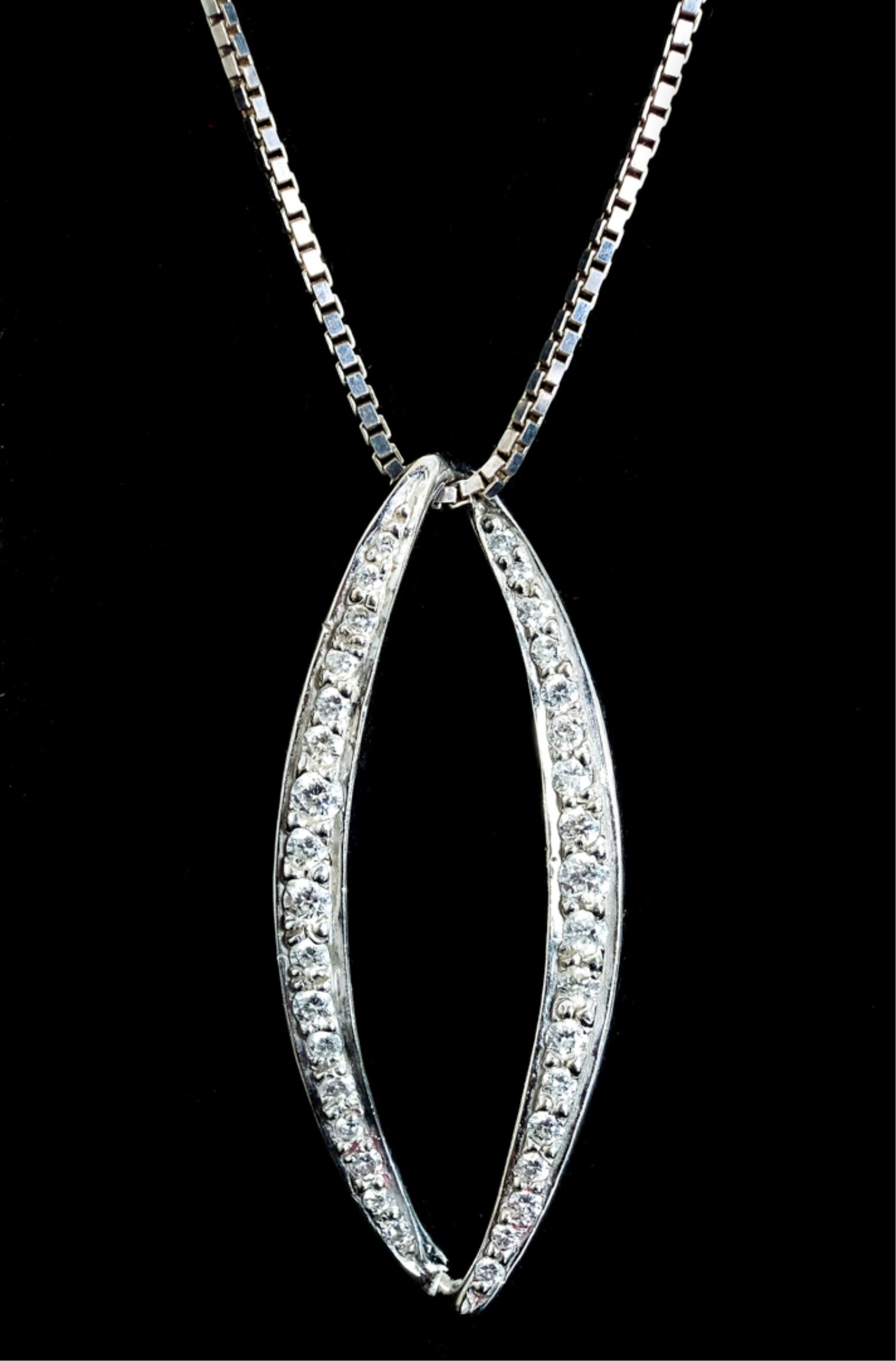 18K WG & Sterling Diamond Pendant Necklace (1 of 5)