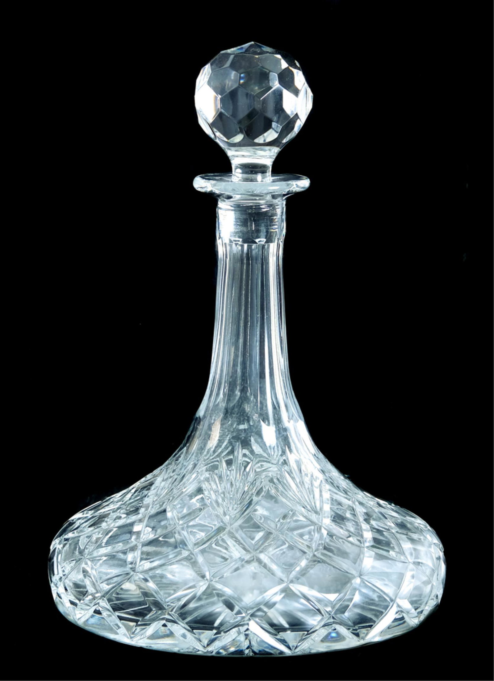 Crystal Ship's Decanter with Faceted Stopper (1 of 4)