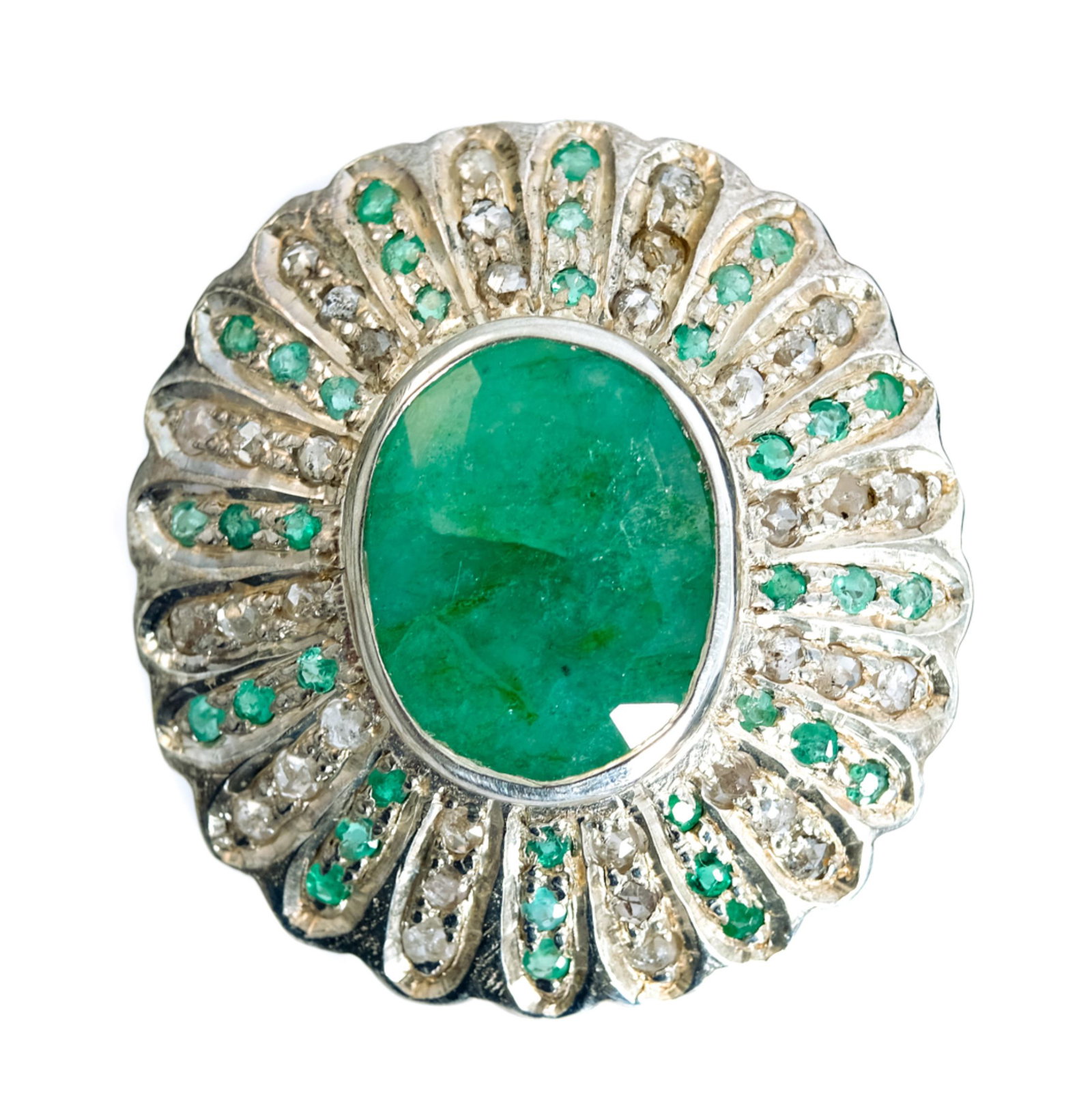 Custom Sterling Emerald & Diamond Ring (1 of 5)