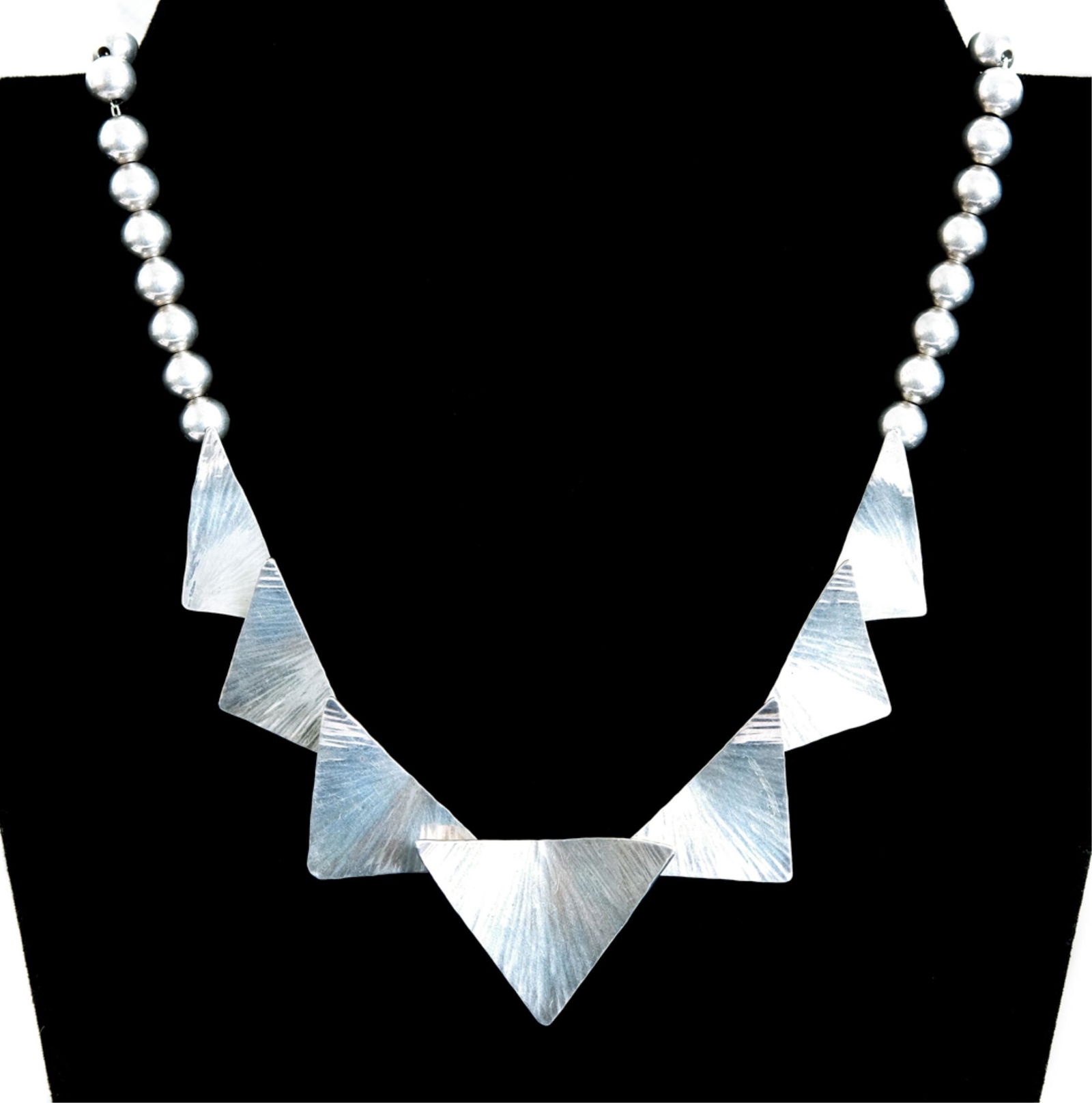 Sterling Silver Triangle & Bead Necklace (1 of 5)