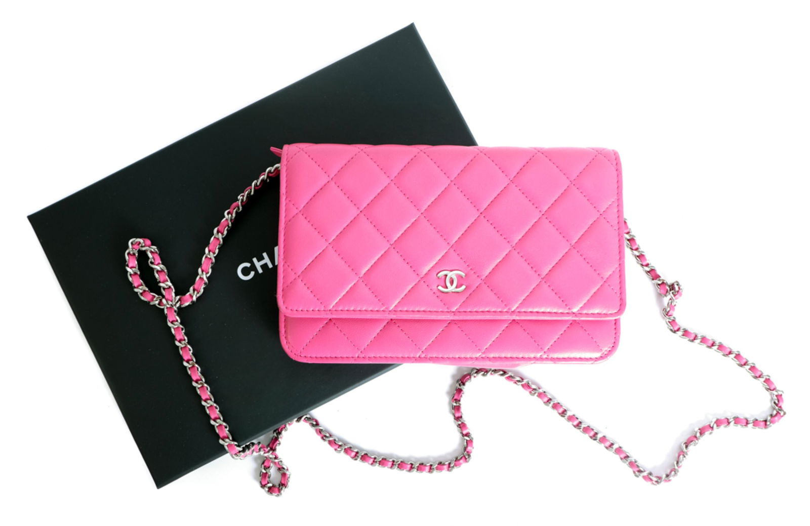 Chanel Pink Quilted Lambskin Wallet on Chain (1 of 20)