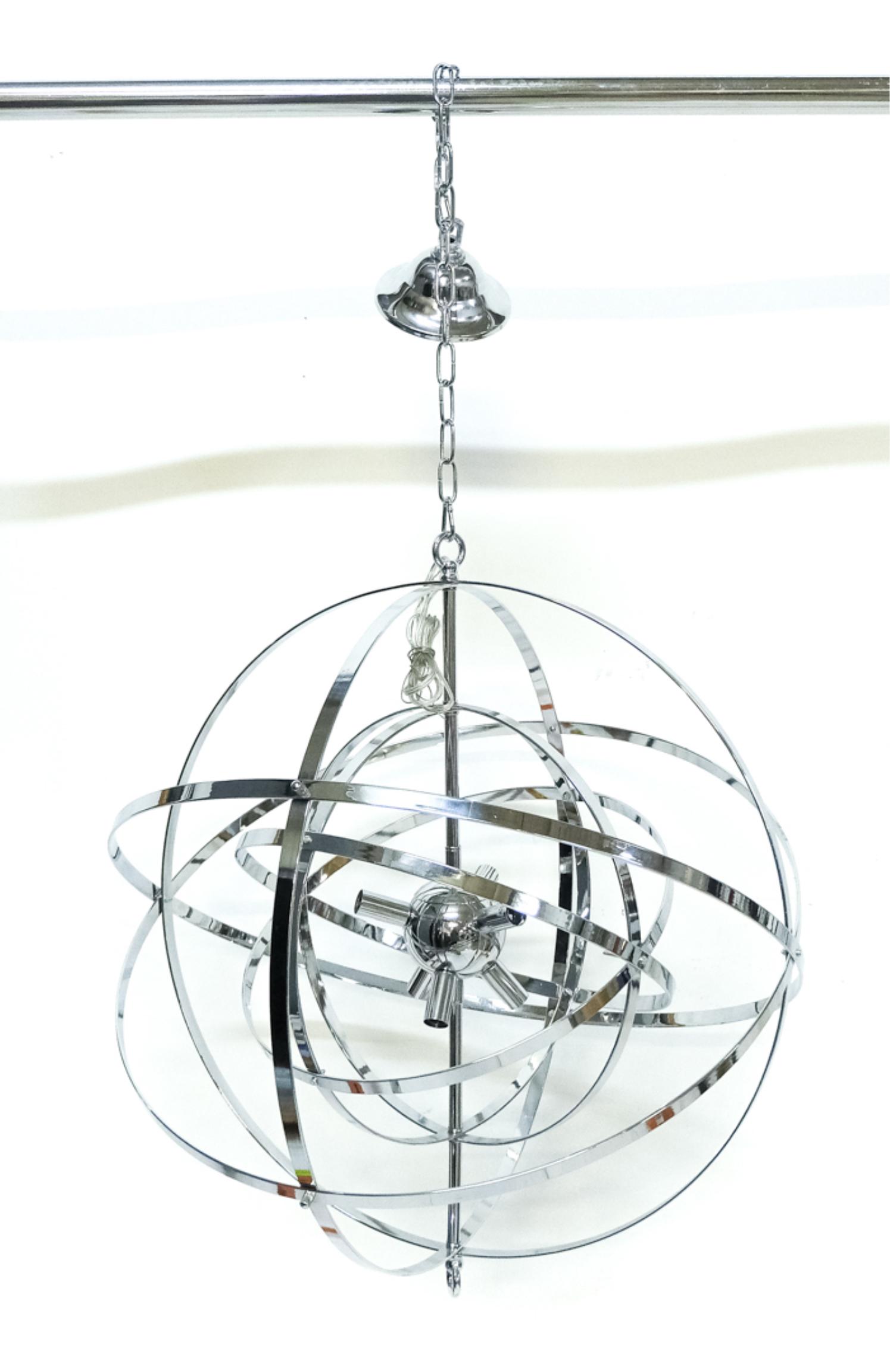 New Large Atomic Style Polished Chrome Chandelier (1 of 7)