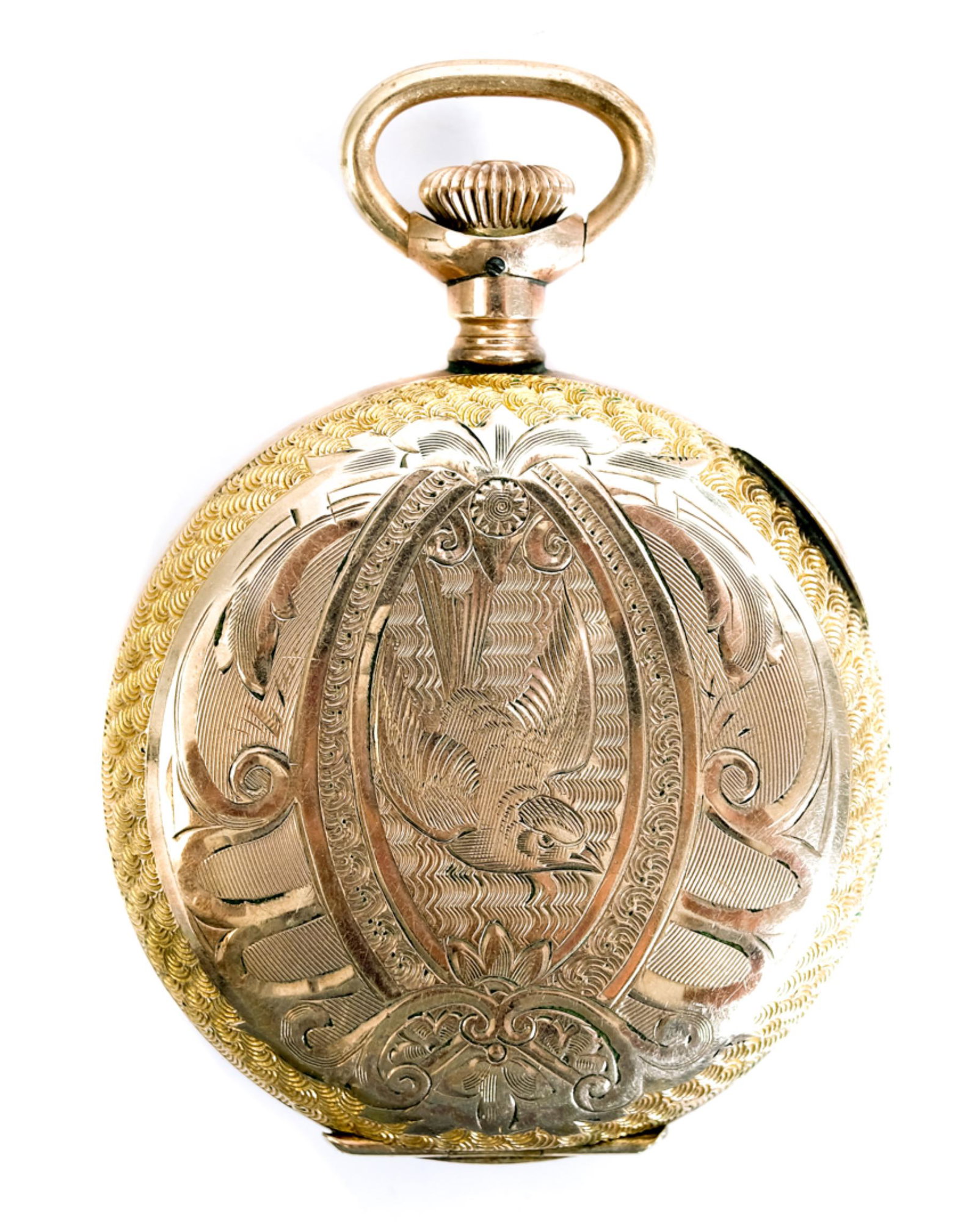 Hampden Molly Stark Ladies Pocket Watch: Hampden Grade Molly Stark, Model 4, ladies pocket watch, Serial No. 2780942, 3/0s, 7j, hunter case. Front and back interior covers engraved 8008834. Dust cover engraved DUEBER/WARRANTED/20 YEARS/, cir