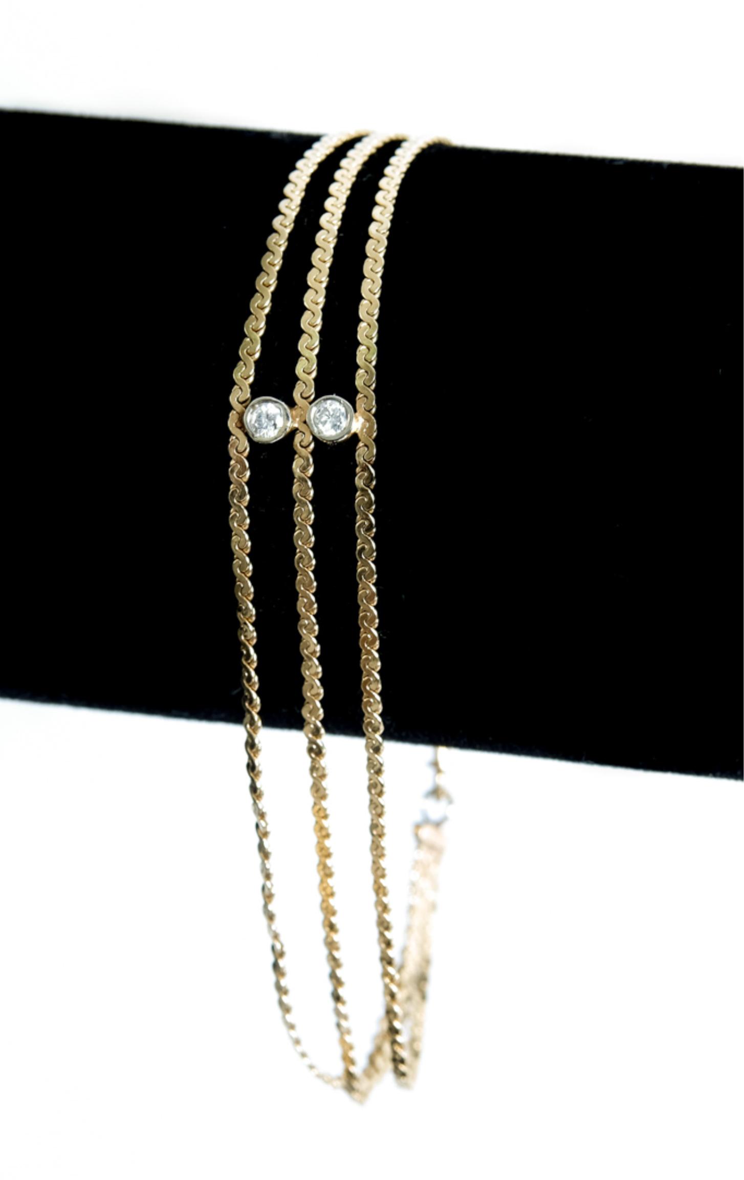 14k Yellow Gold Diamond Bracelet w/Three Chains (1 of 5)