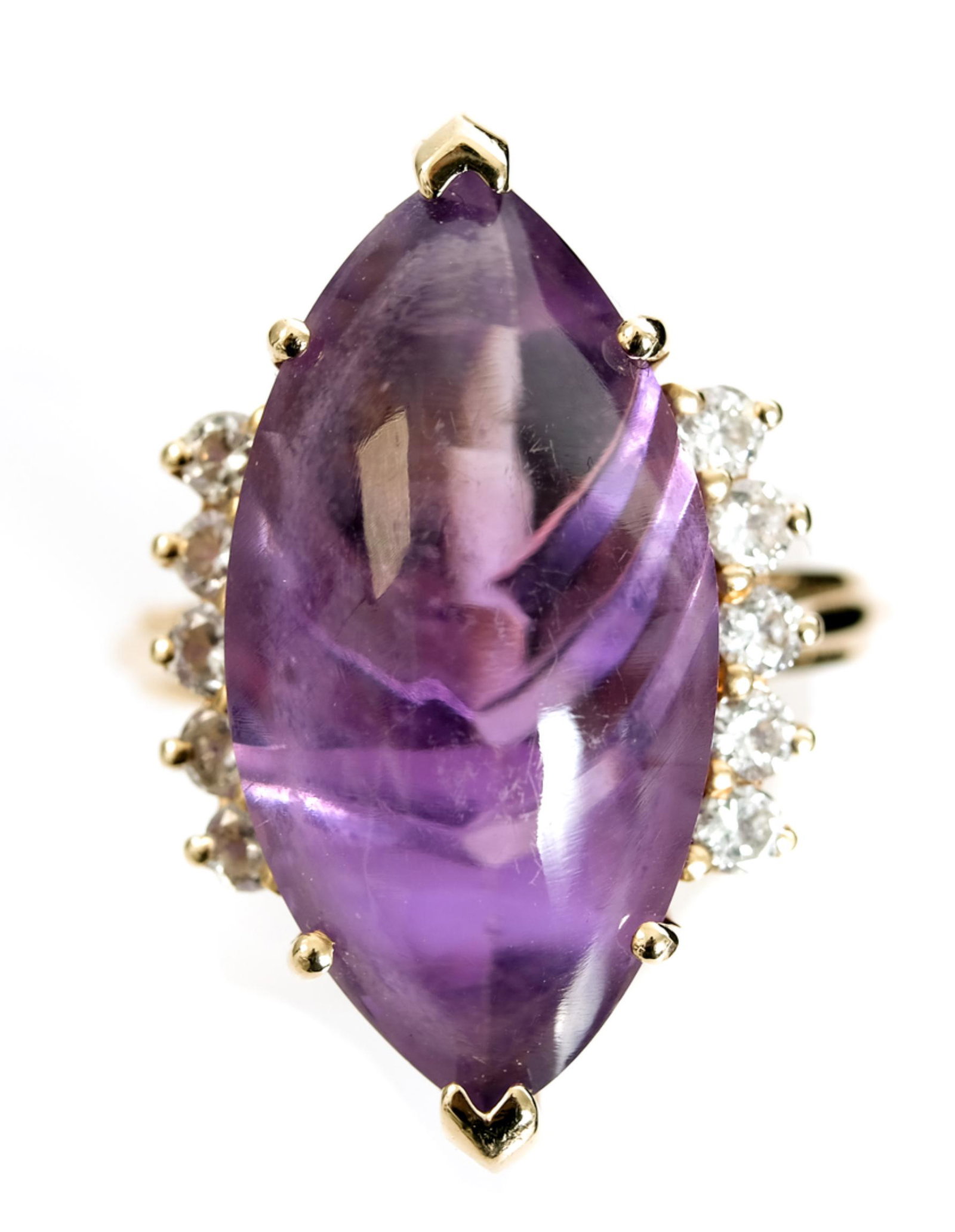 14k YG Amethyst & Diamond Ring, Size 7 1/2 (1 of 4)