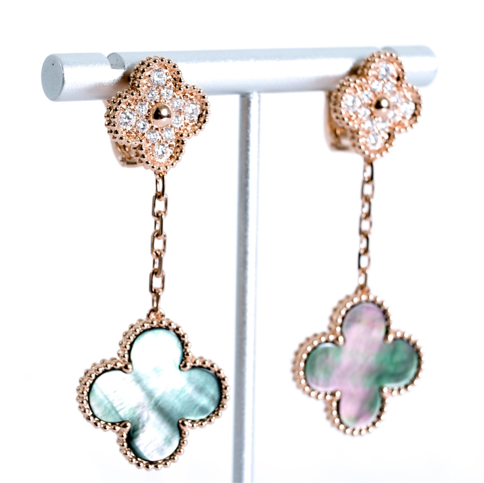 Attr. VCA 18 Rose Gold Diamond & MOP Earrings (1 of 7)