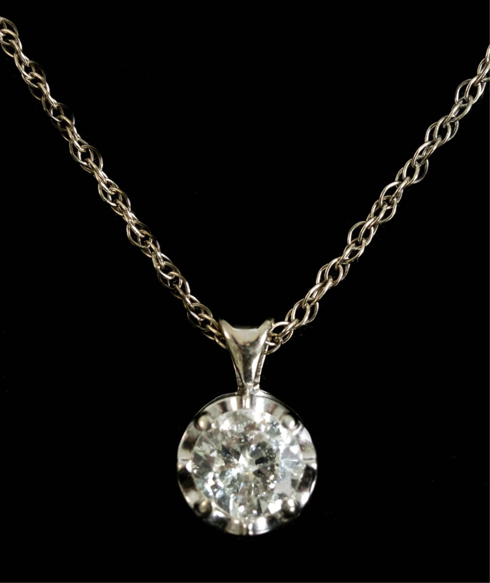 14k White Gold & 1 CT Diamond Pendant Necklace (1 of 4)