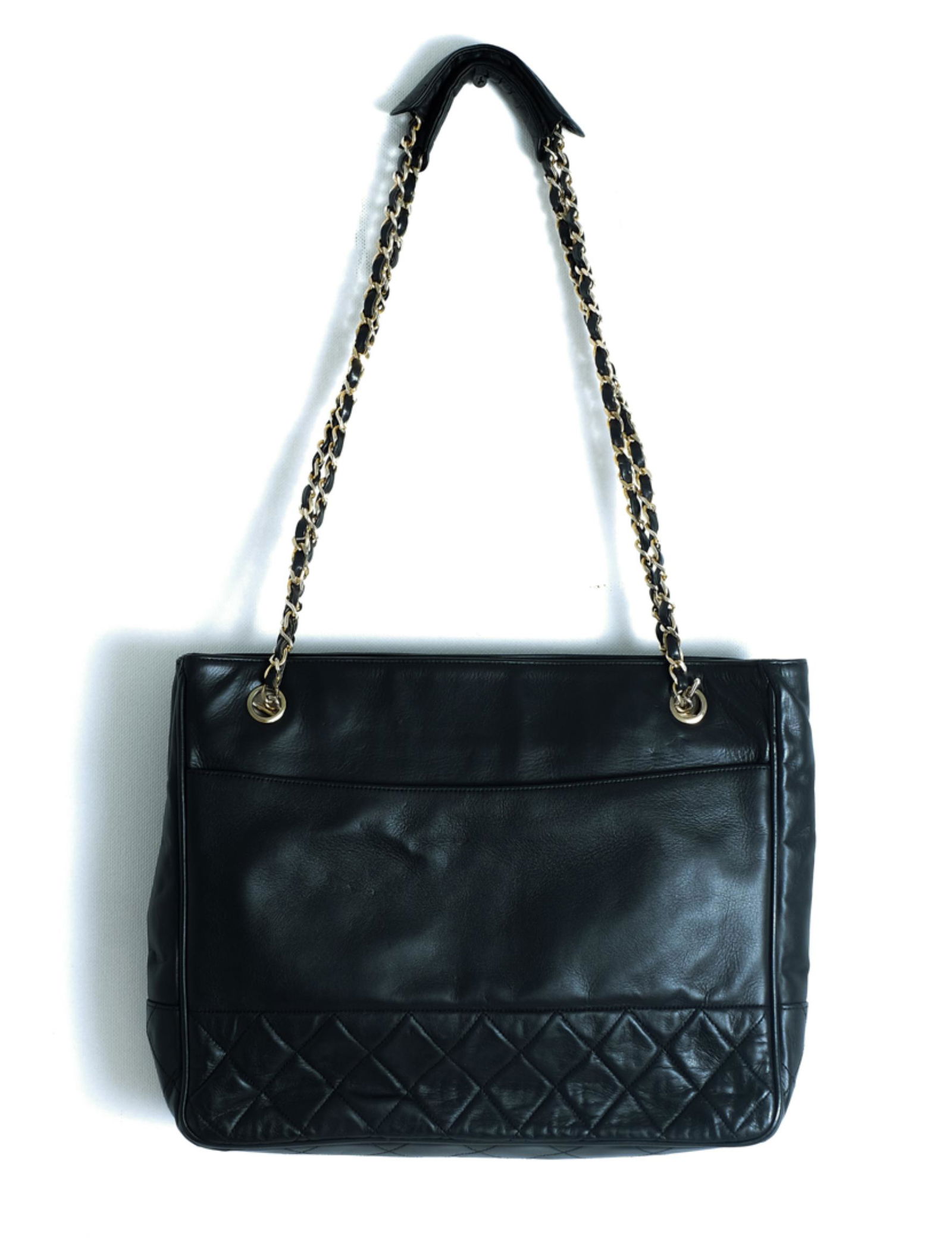 Vintage Chanel Quilted Black Leather Tote Bag (1 of 6)