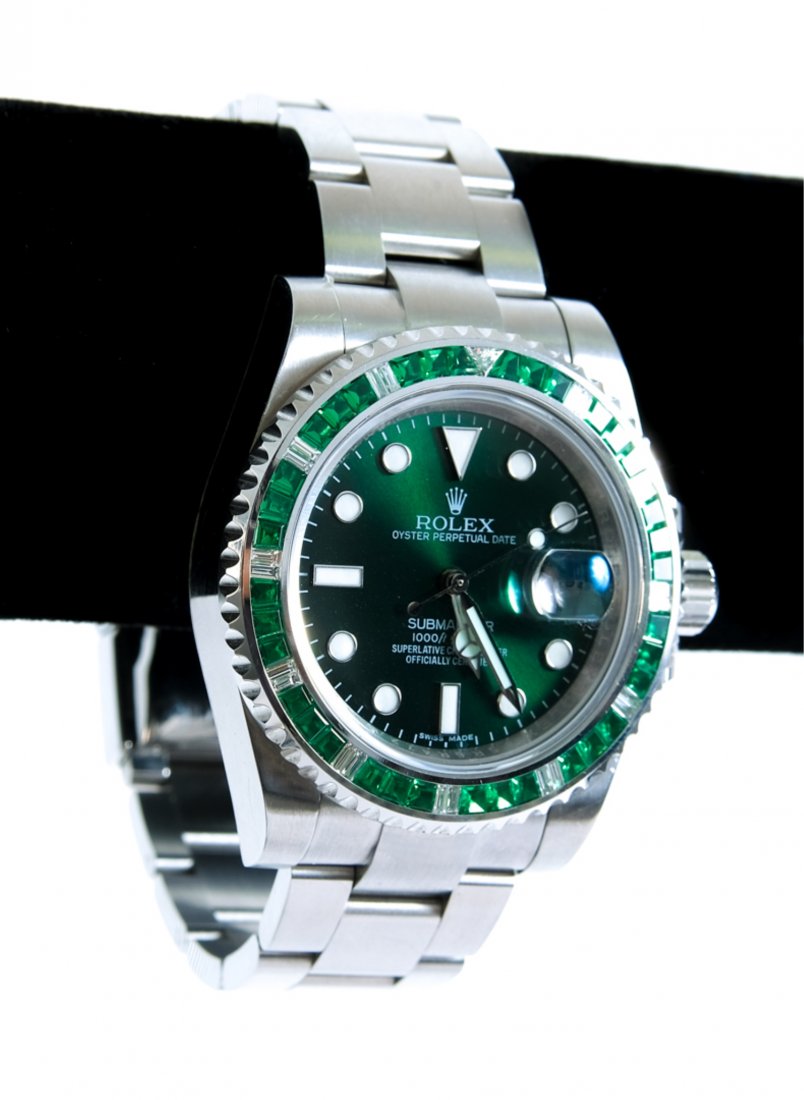 Rolex submariner deals green diamond