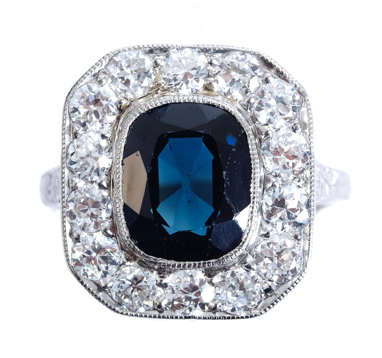 Estate 14k White Gold Sapphire & Diamond Ring (1 of 5)