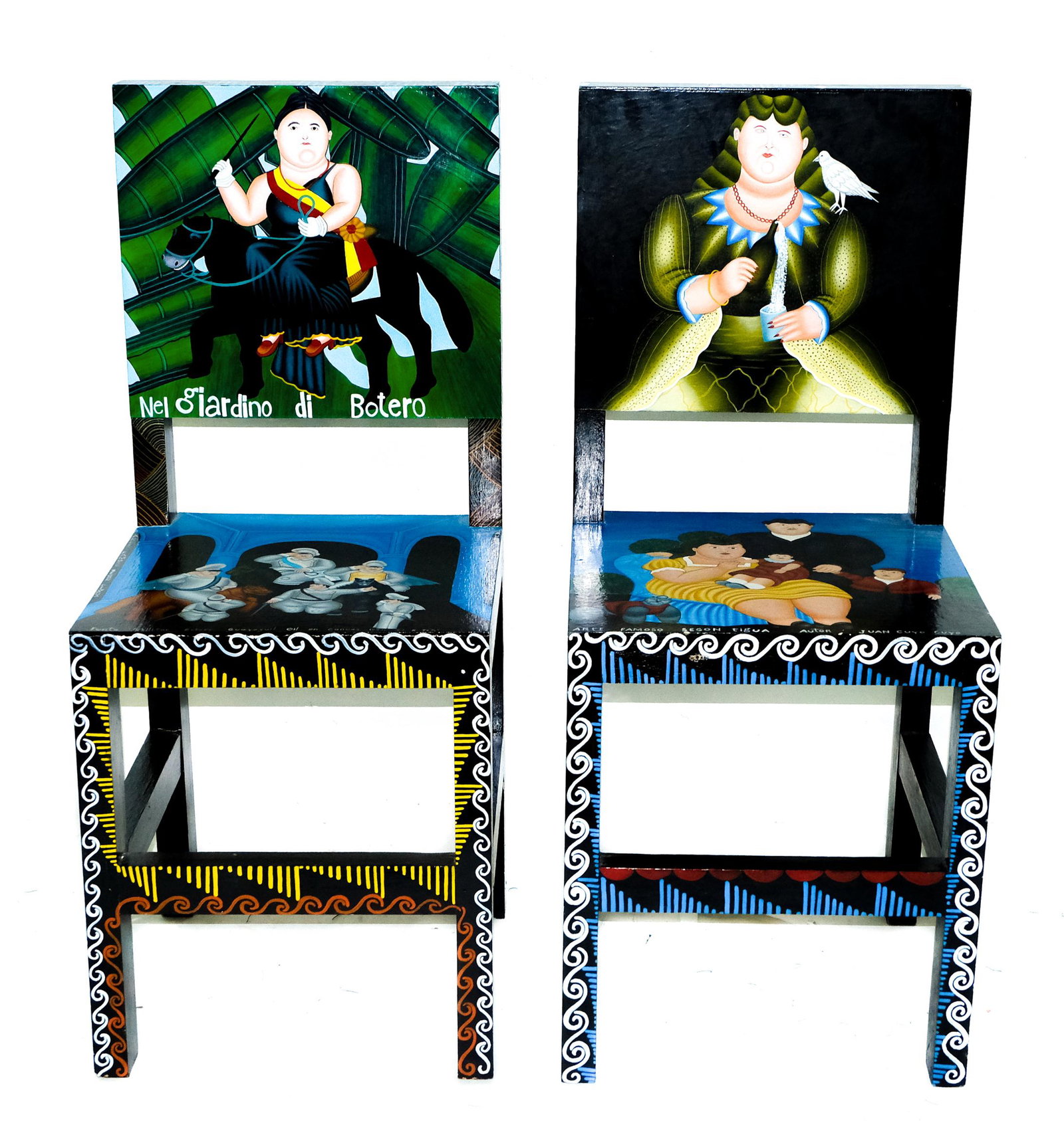 Juan Cuyo, Hand Painted Botero Style Side Chairs (1 of 20)