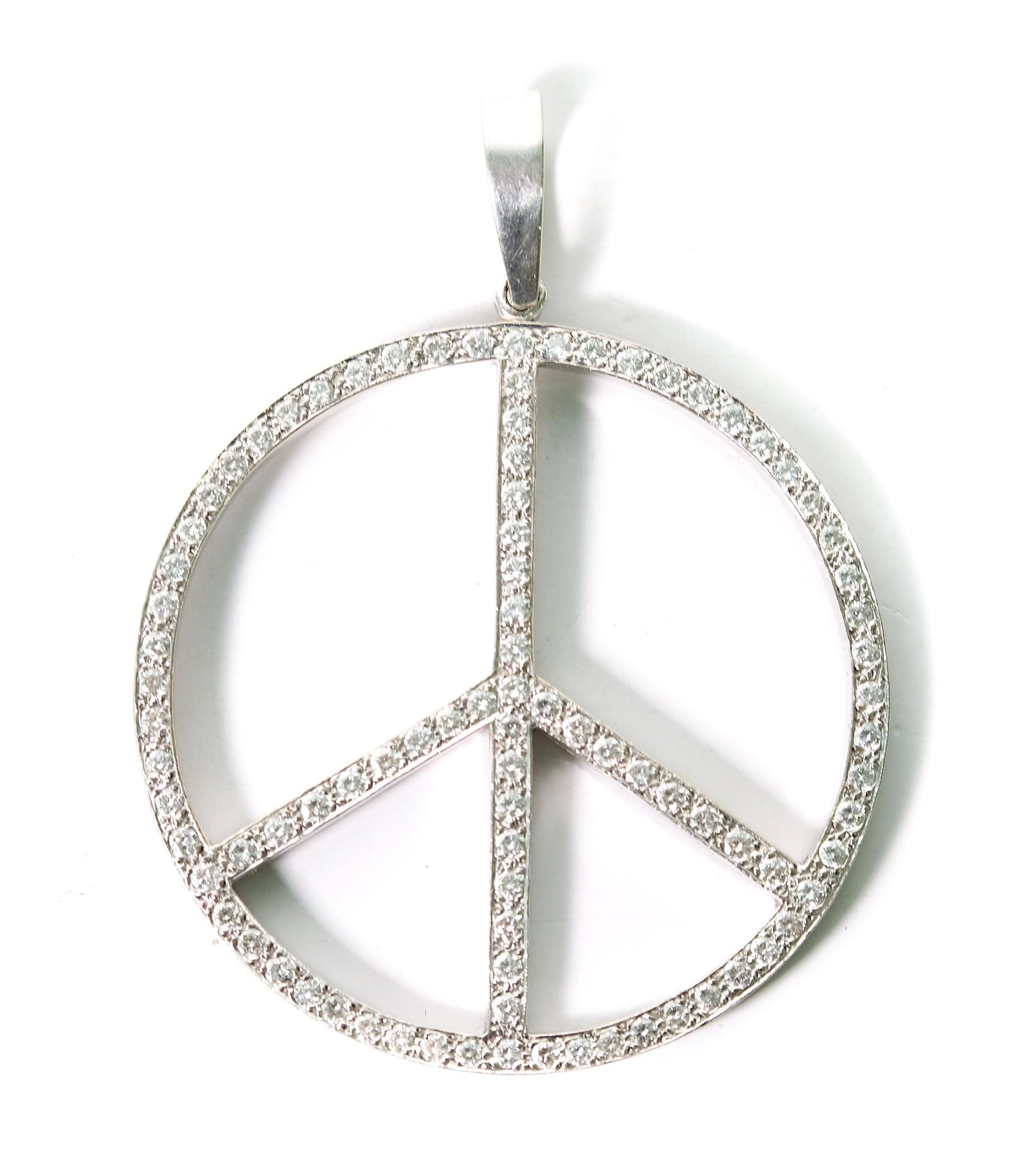 14k WG Peace Sign Pendant w/6.0cts Diamonds (1 of 4)