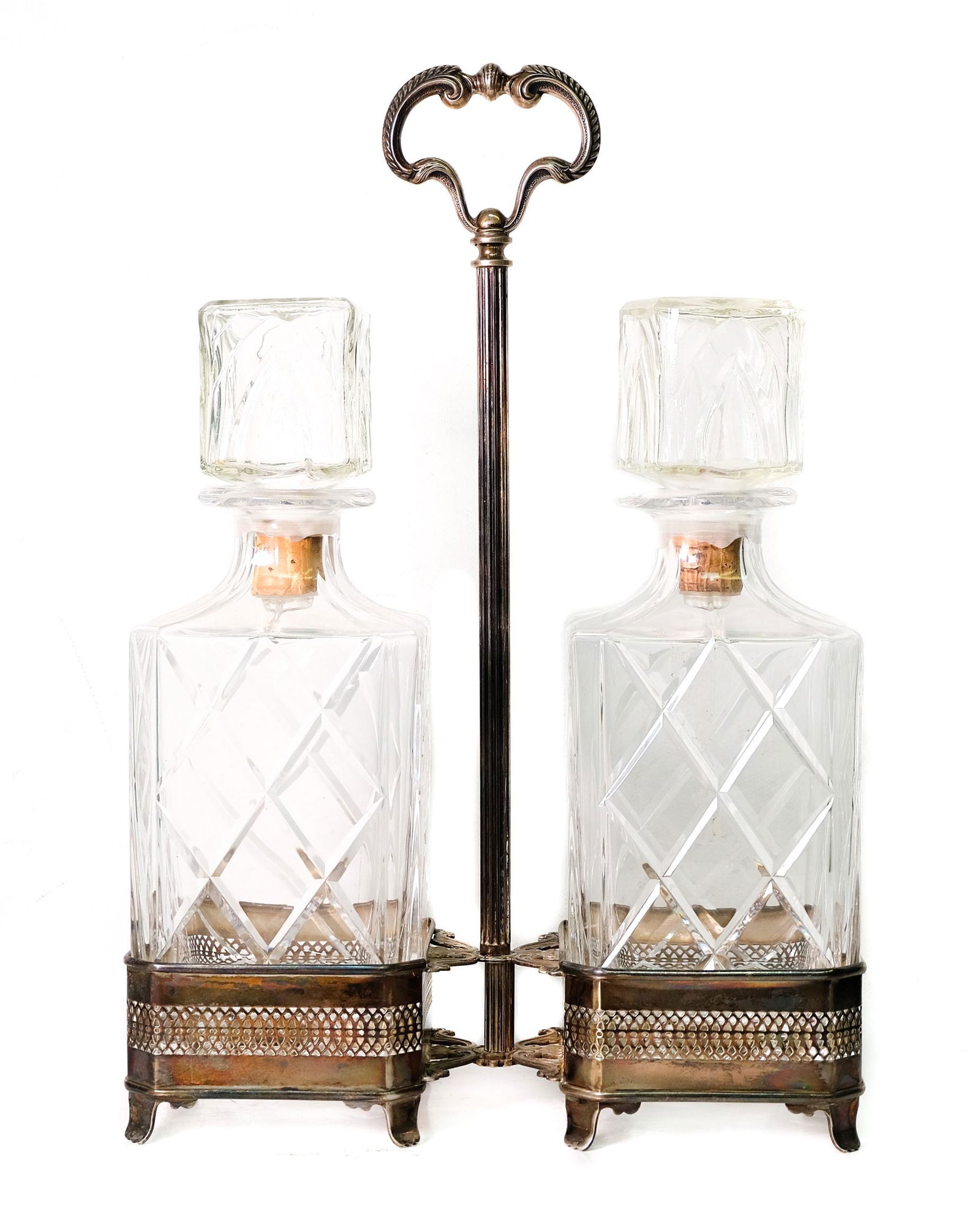 Vintage Silverplate Double Decanter Holder Stand (1 of 7)