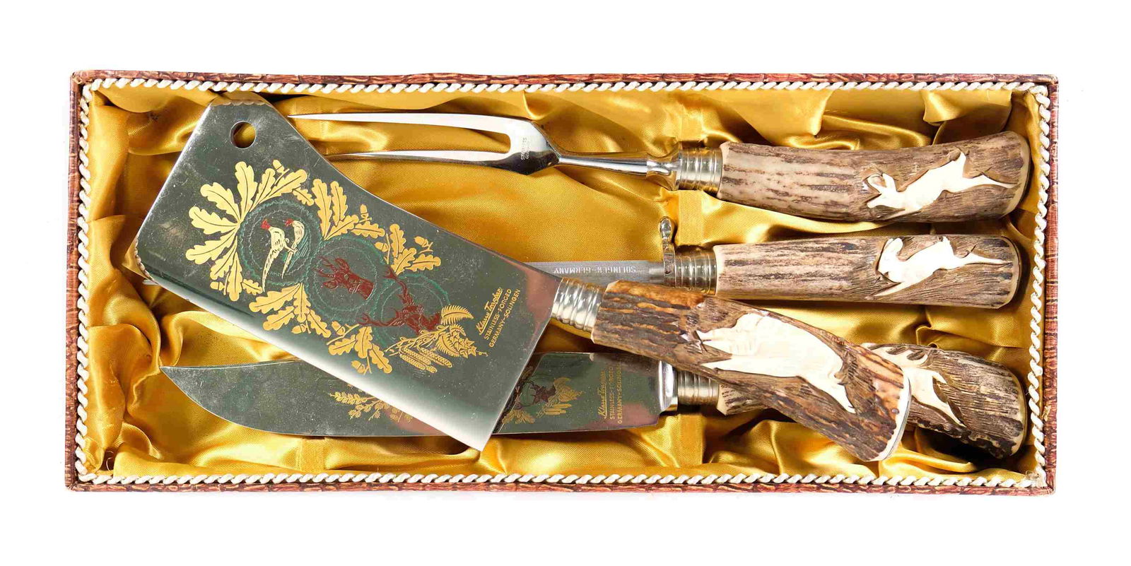 German Klaus Tragbar 4 Pc Antler Carving Set (1 of 16)