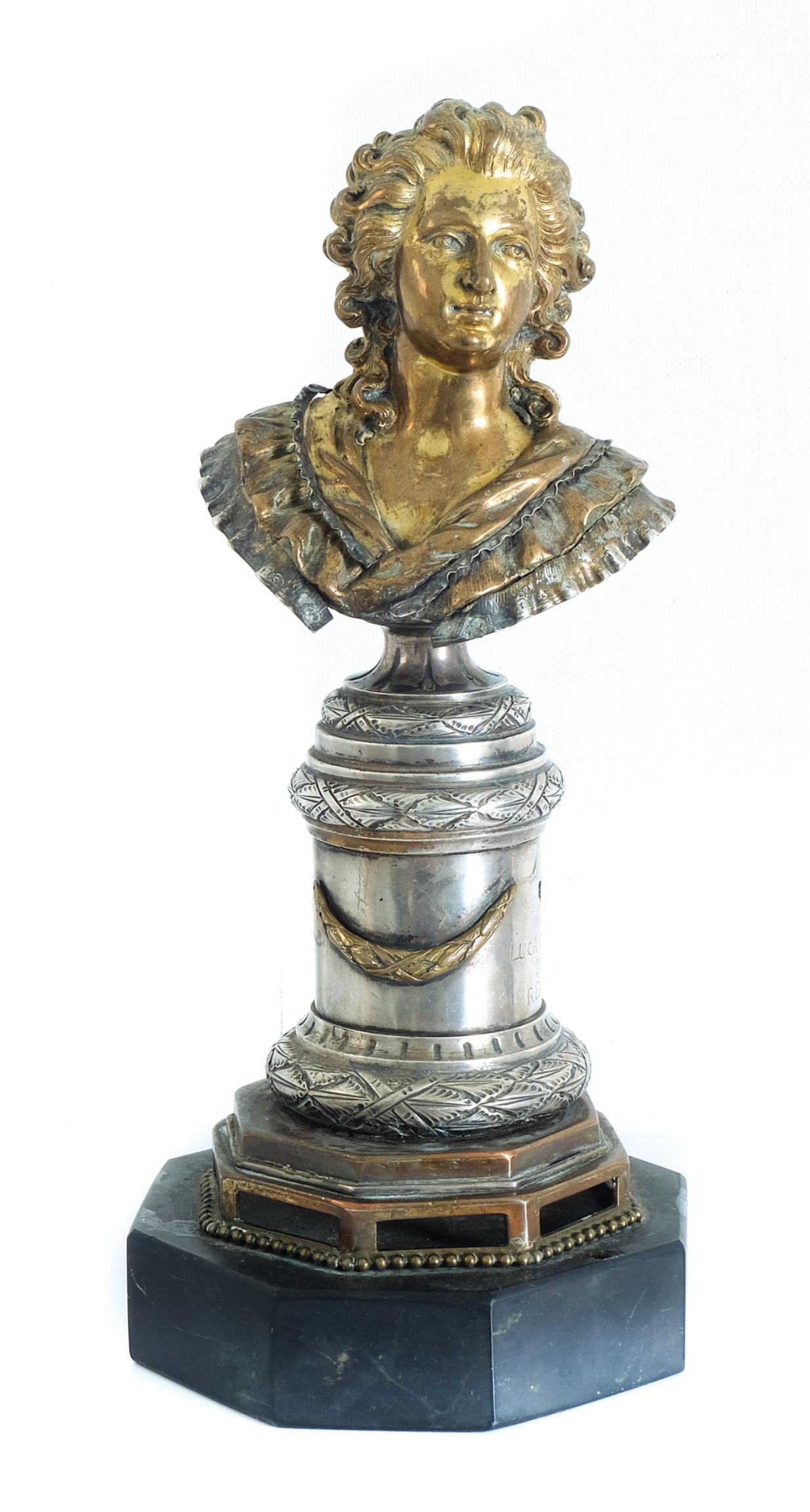 Marie Antoinette Silver & Dore Bronze Bust (1 of 7)