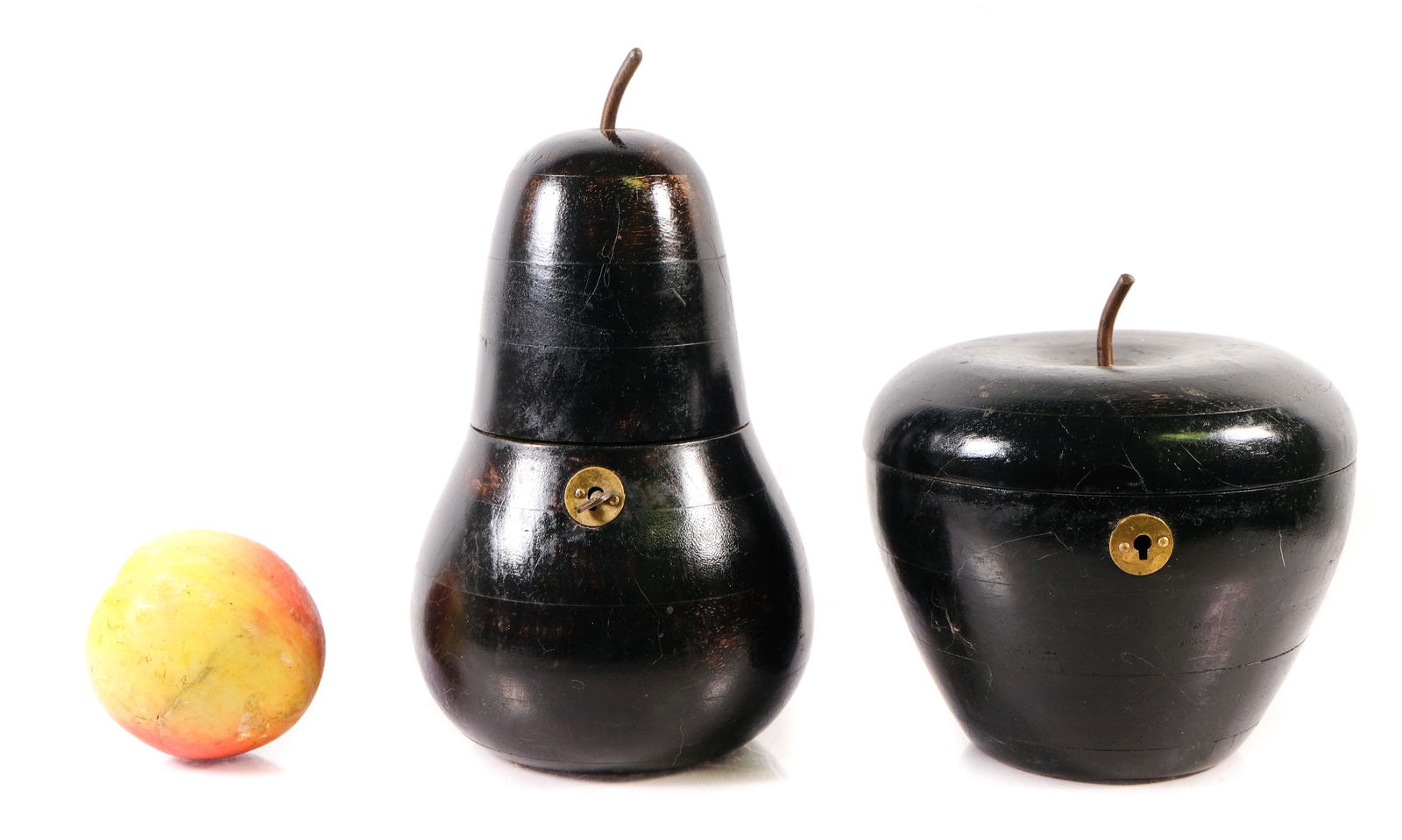 Two Vintage Wooden Tea Caddies; Pear & Apple (1 of 19)