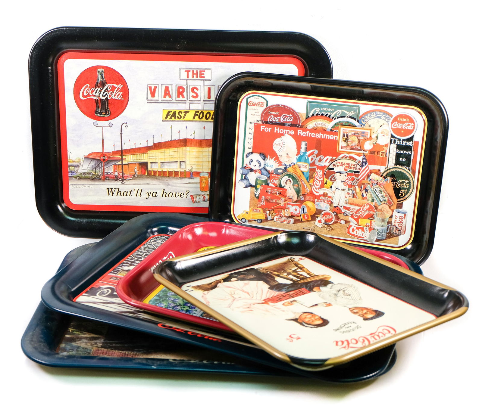 Group, Six Vintage Coca Cola Trays, 1990's (1 of 18)