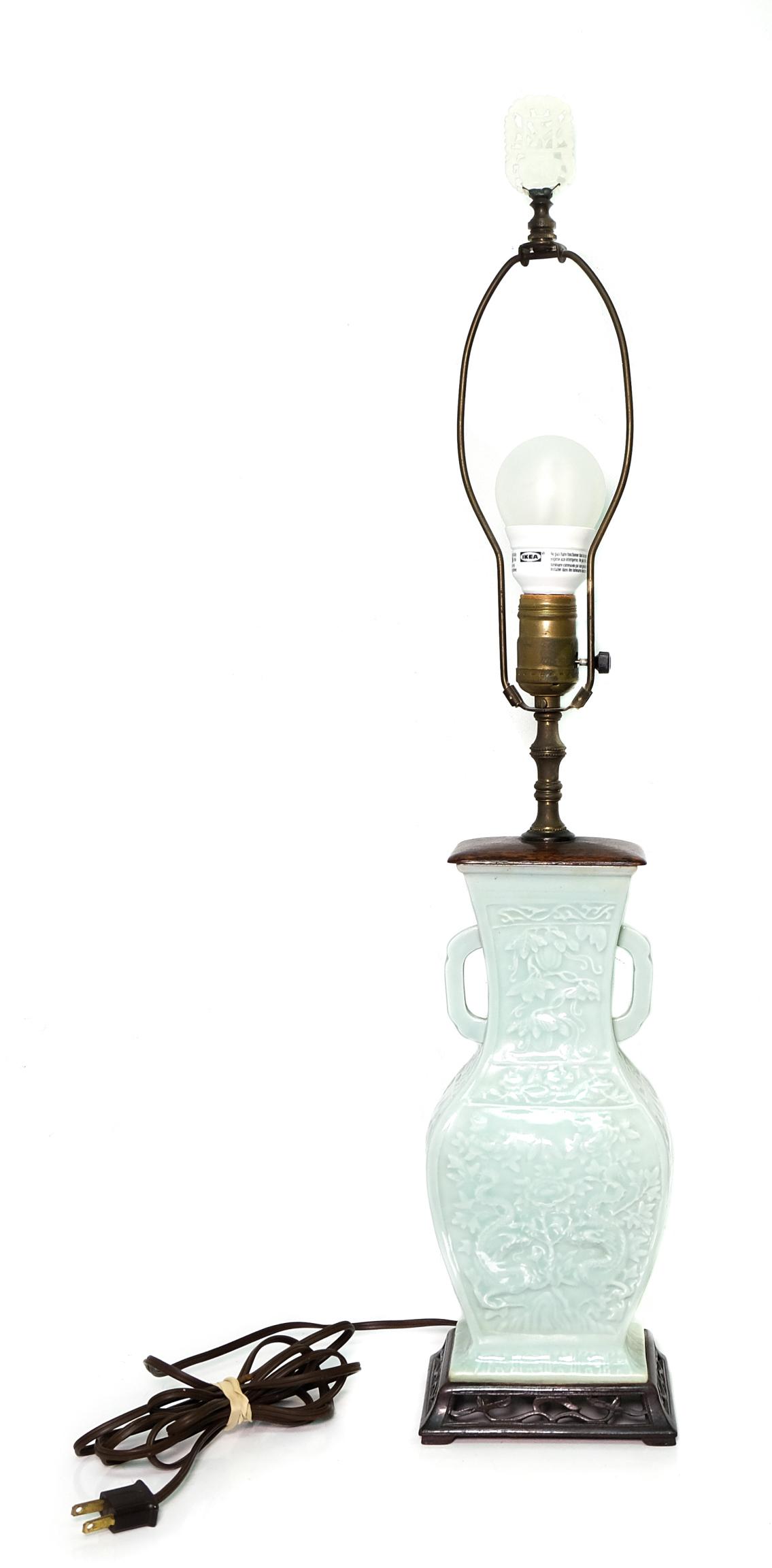 Chinese Celadon Glazed Porcelain Table Lamp (1 of 8)