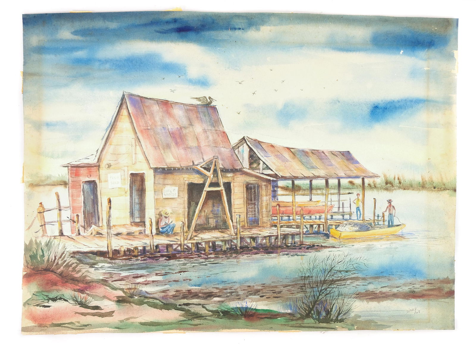 Byron Ward Original Watercolor Fish House Dona Bay (1 of 10)