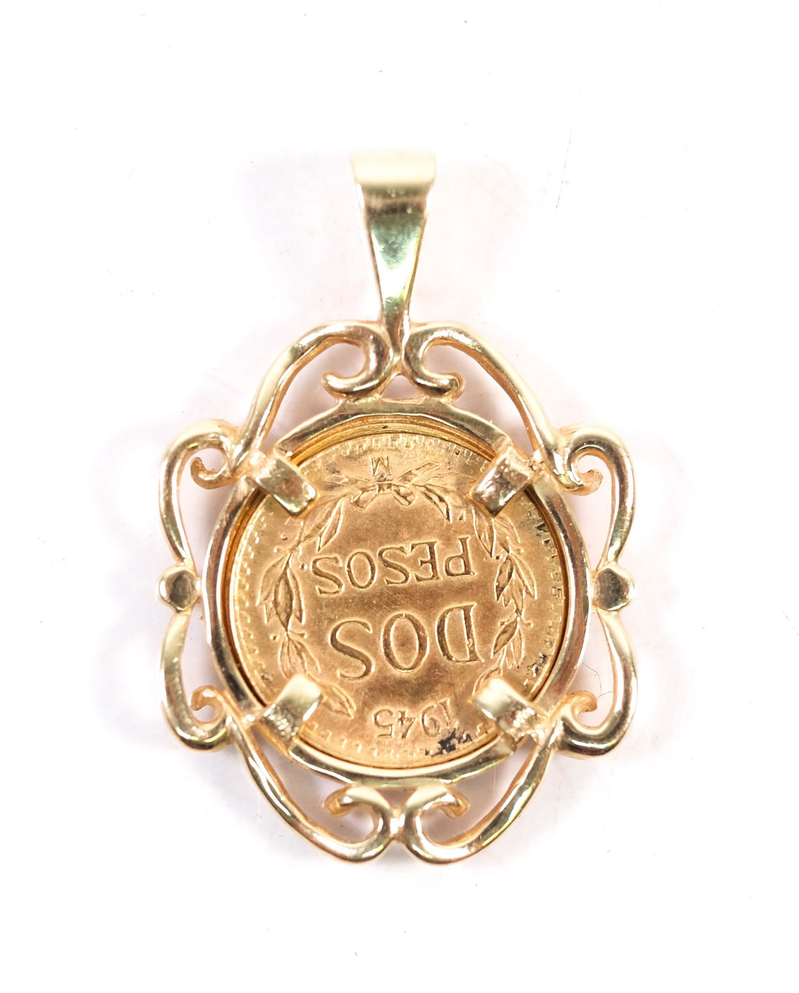 1945 Dos Pesos Gold Coin Pendant (1 of 3)