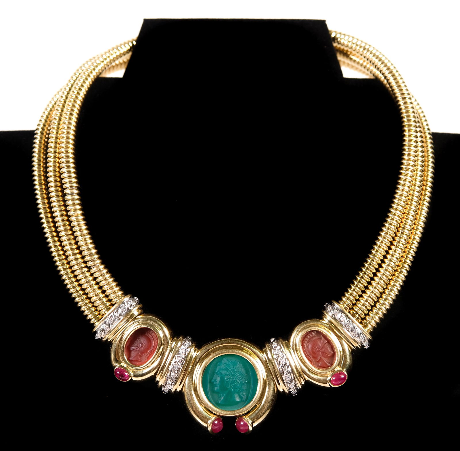 David Webb 18k Yellow Gold Ruby Diamond Necklace (1 of 10)