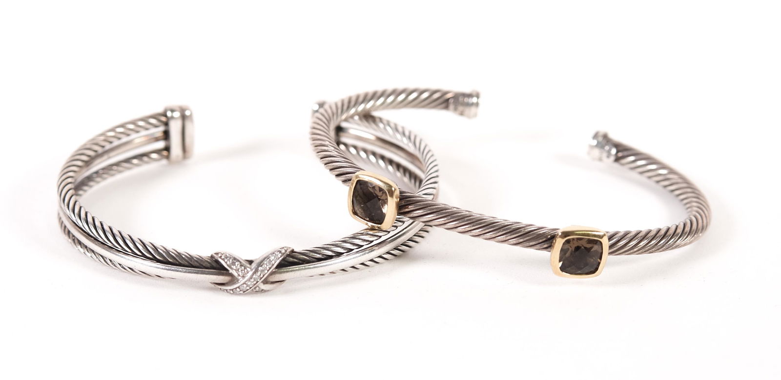 Group, 2 David Yurman 18K YG & Sterling Cable Bracelets (1 of 7)