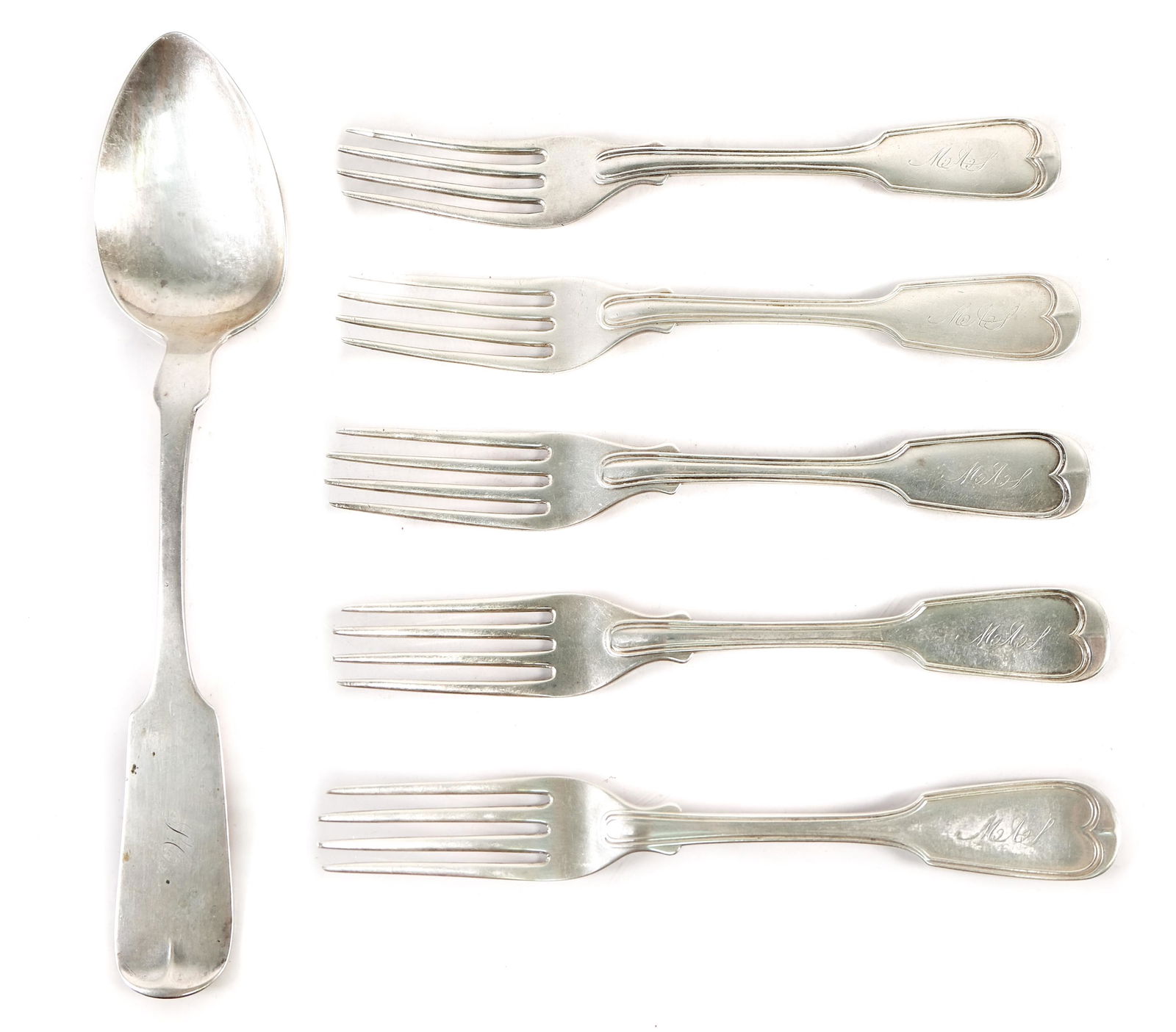 6 pcs. GA Coin Silver Flatware, A. H. Dewitt (1 of 11)