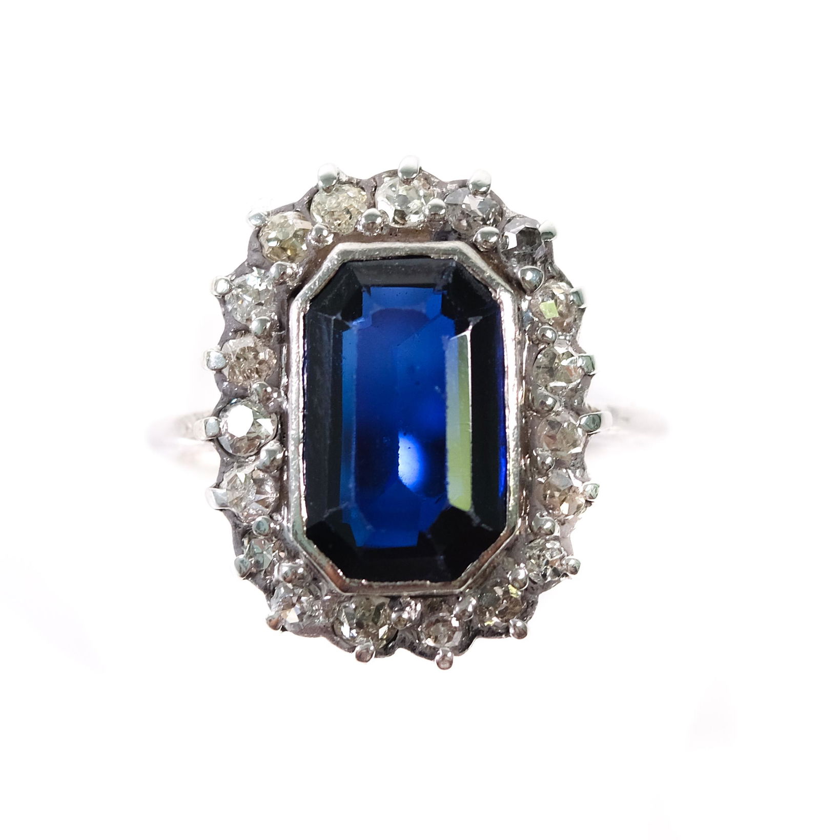 Custom 14k WG 4ct Sapphire 1ct Diamond Ring (1 of 5)