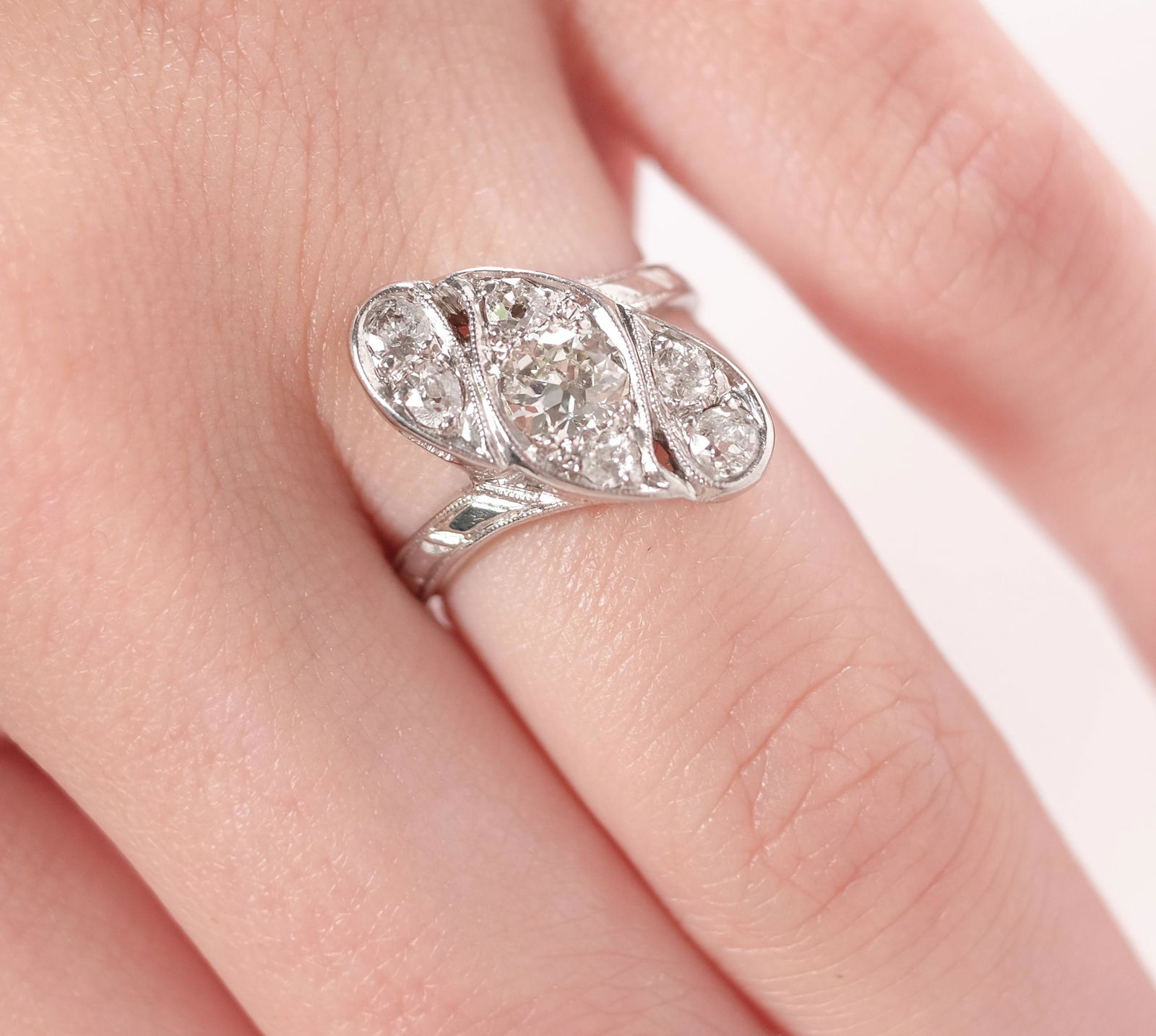 14K WG 1.0ctw Diamond Vintage Ring, Size 6.5 (1 of 7)