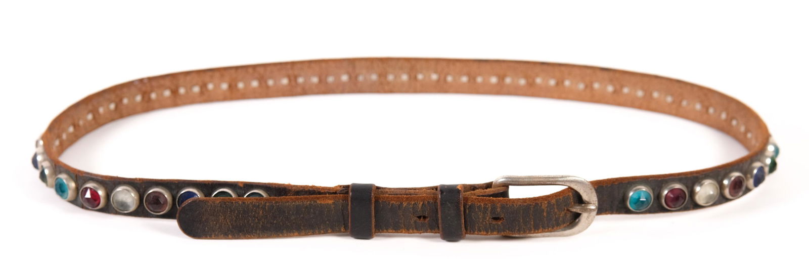 Vintage Leather Belt Inset w/Colorful Quartz (1 of 7)