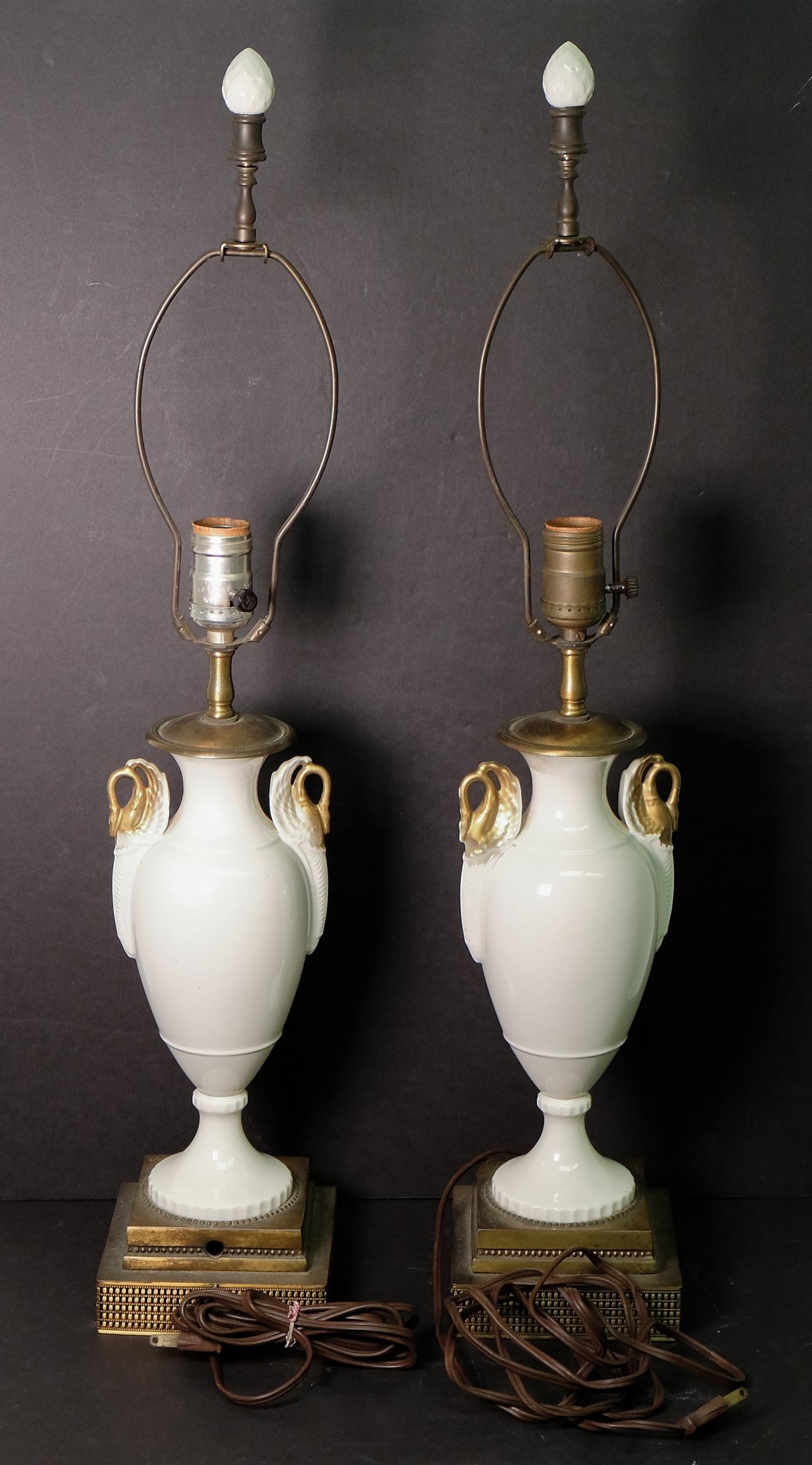 Pair, French Empire Style Porcelain Table Lamps (1 of 10)