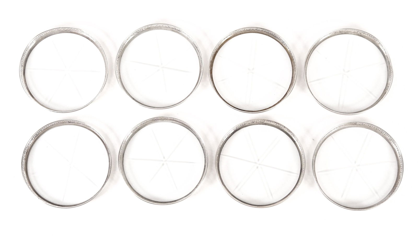 Set, 8 Webster Sterling & Glass Coasters (1 of 6)