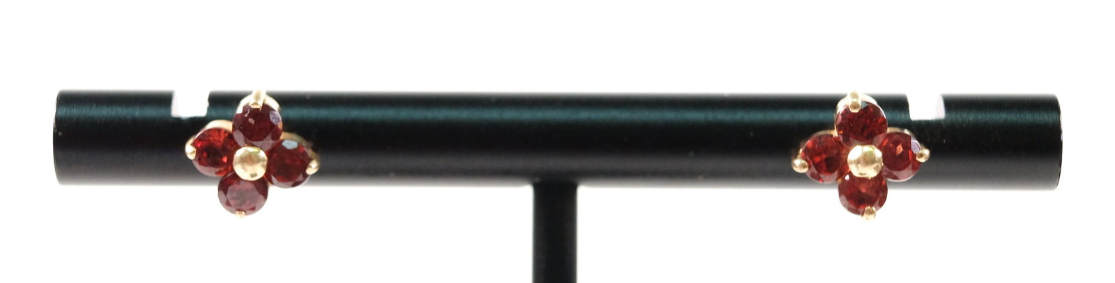 14K YG Garnet Flower Post Earrings (1 of 6)