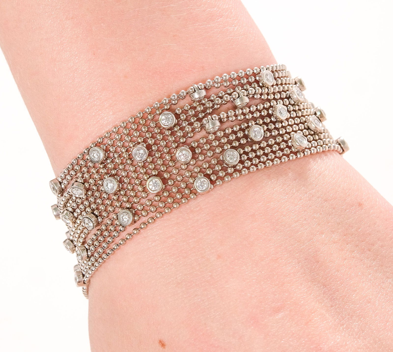 14k WG & Diamond Beaded Multi Strand Bracelet (1 of 8)