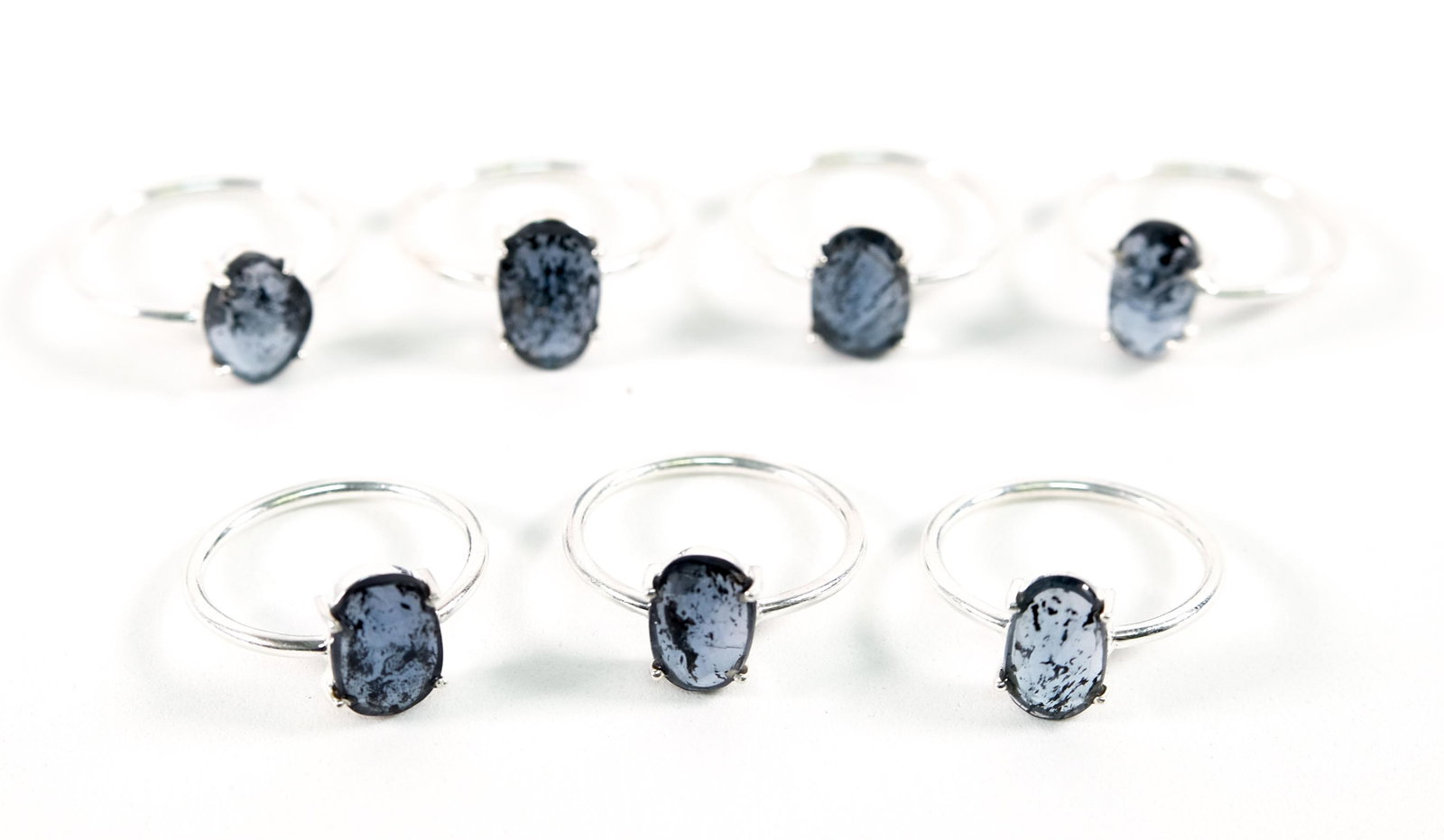 Group, 7 NEW Sterling Teal Moss Kyanite Rings (1 of 4)