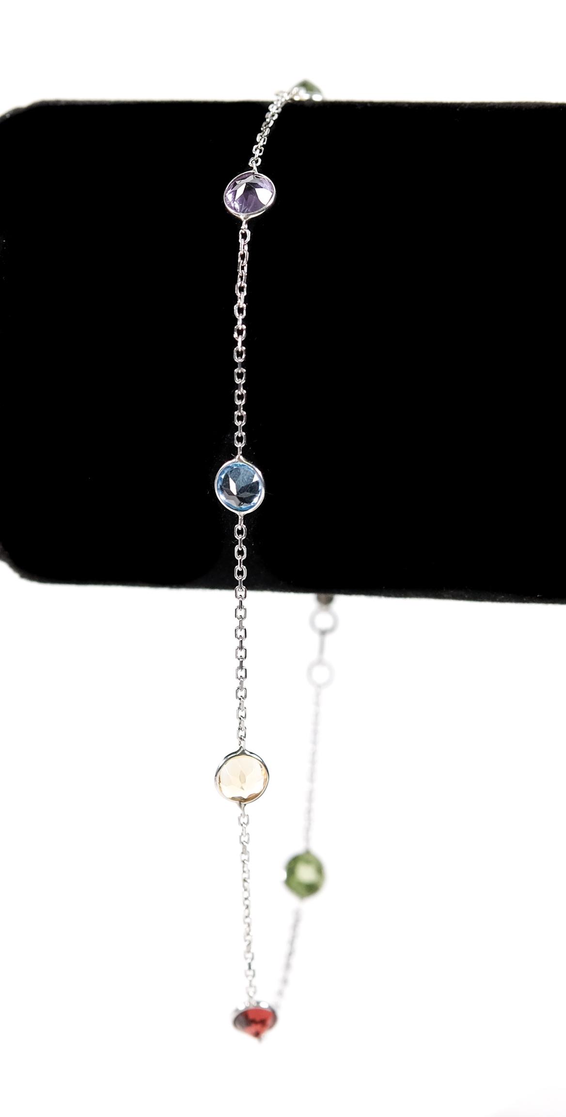 14K White Gold Multi Gemstone Bracelet (1 of 7)