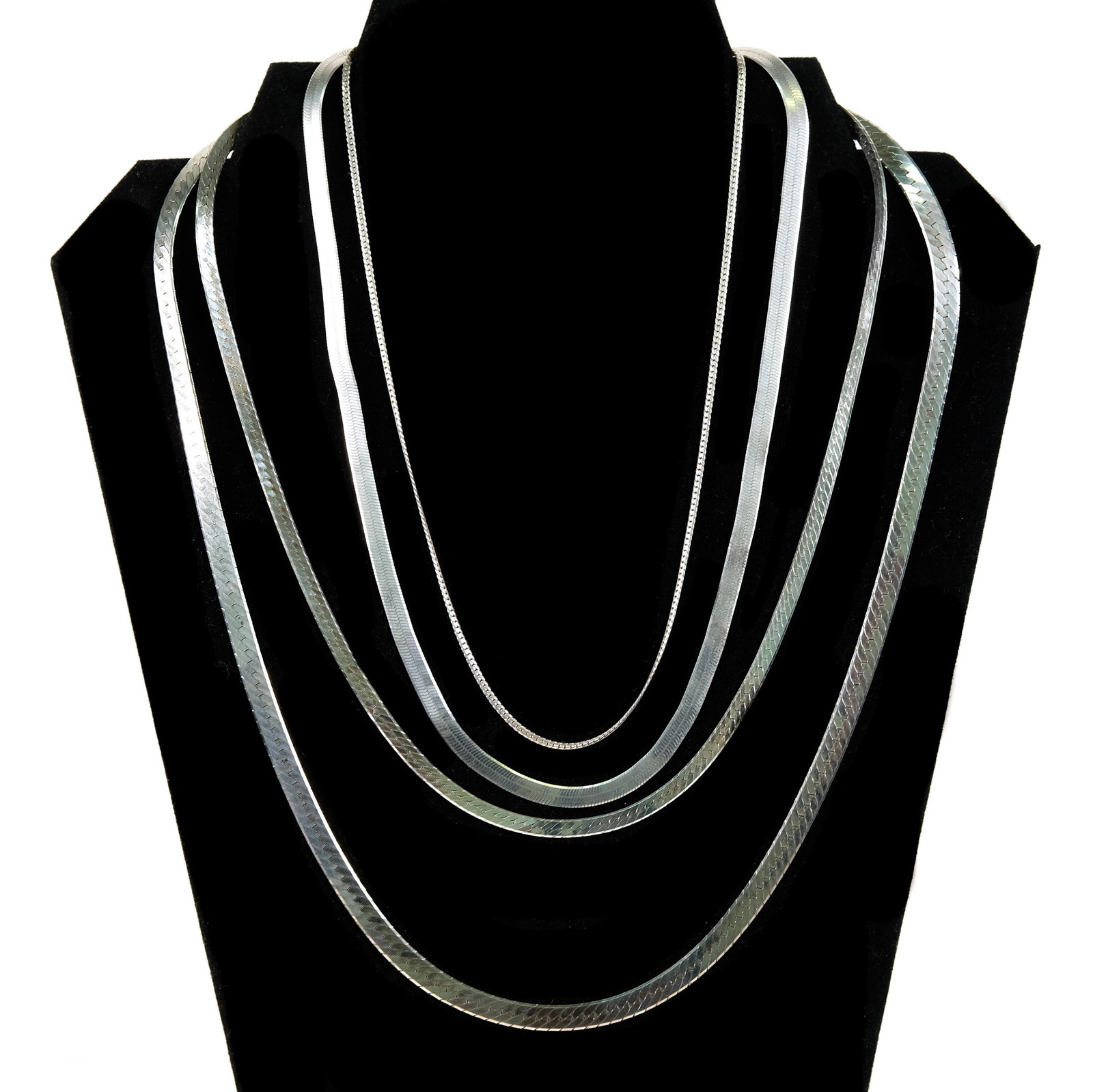 Group, 4 Sterling Silver Chain Necklaces (1 of 6)