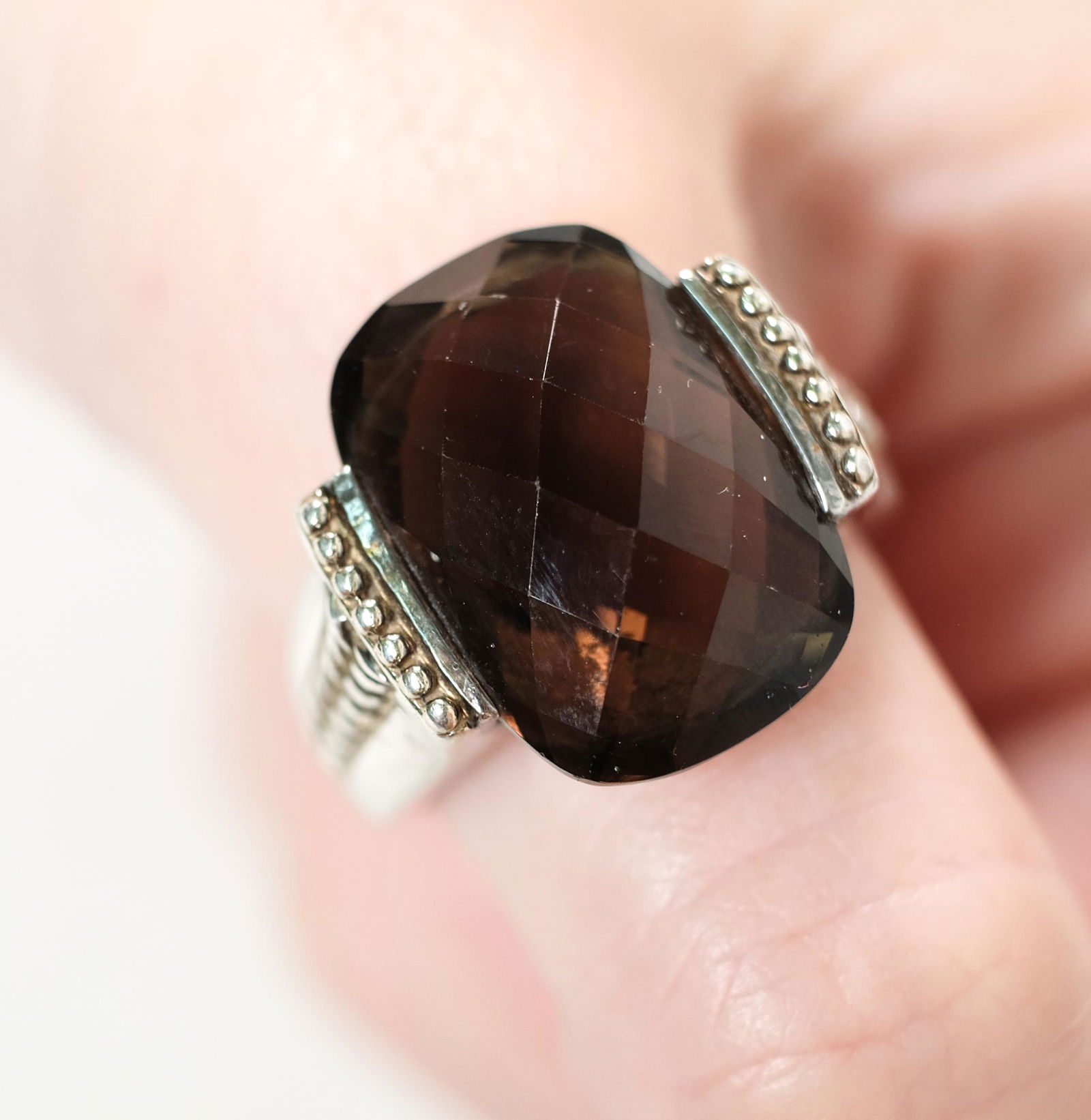 Sterling Silver Smoky Quartz Ring, Size 8.5 (1 of 7)