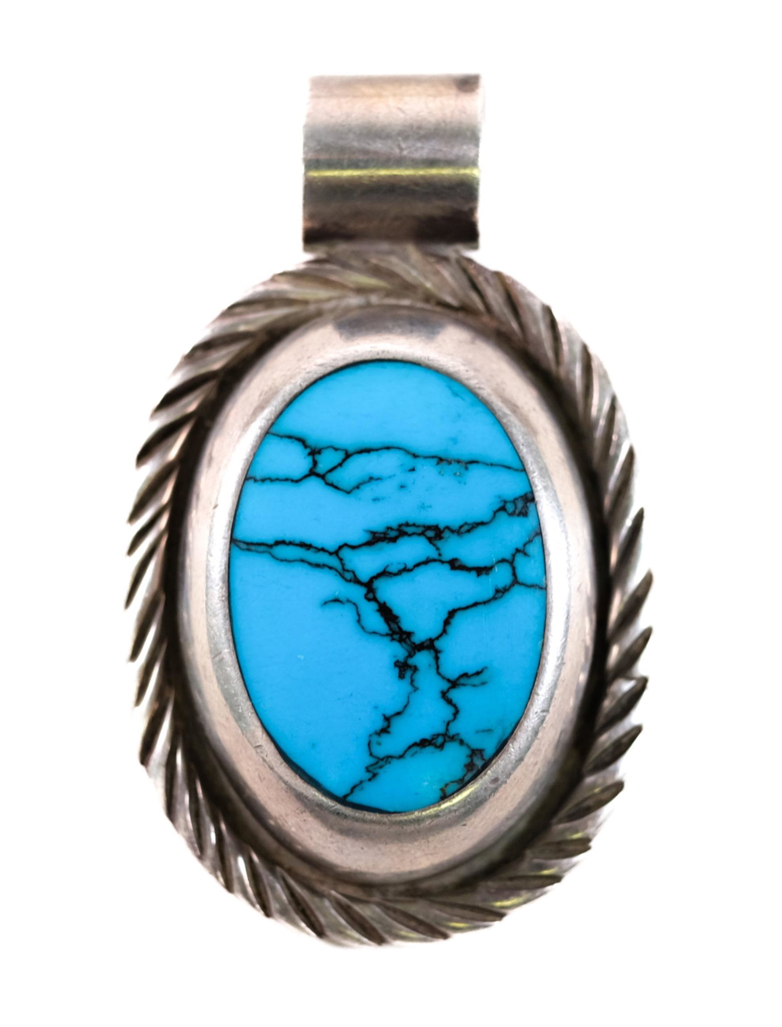 Vintage Taxco Sterling Silver & Turquoise Pendant (1 of 4)