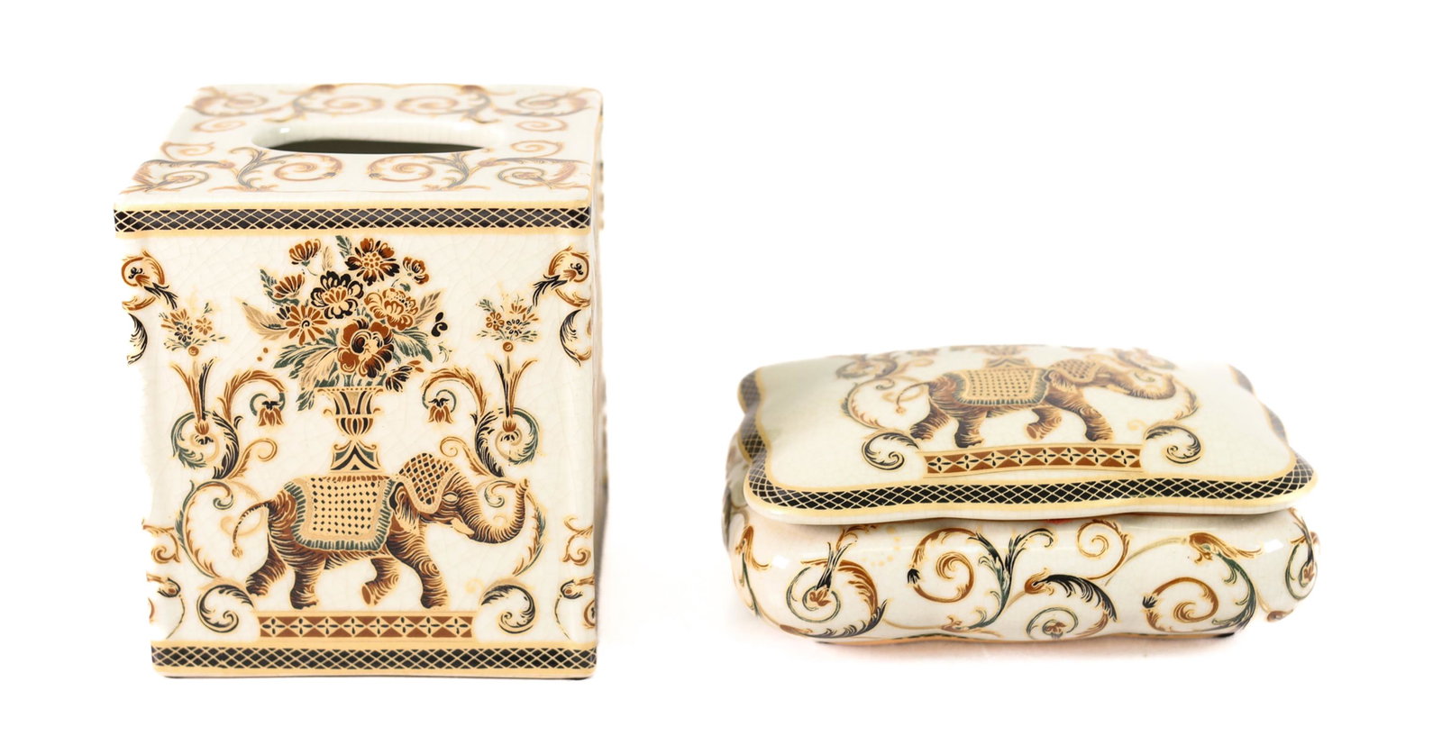 Continental Ceramic Tissue Box Cover & Dresser Box (1 of 9)