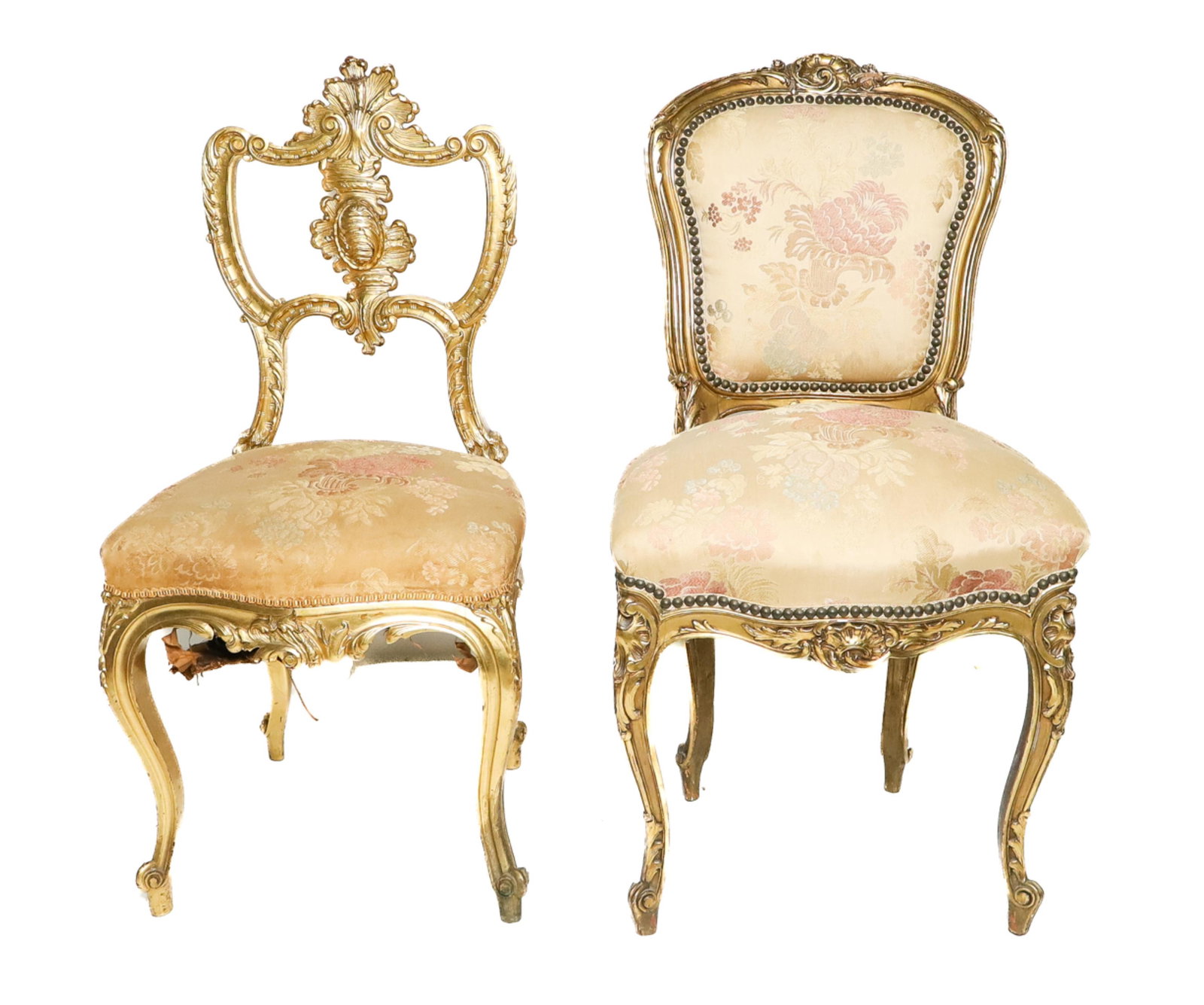 2 Complimenting Gilt Wood Side Chairs (1 of 17)