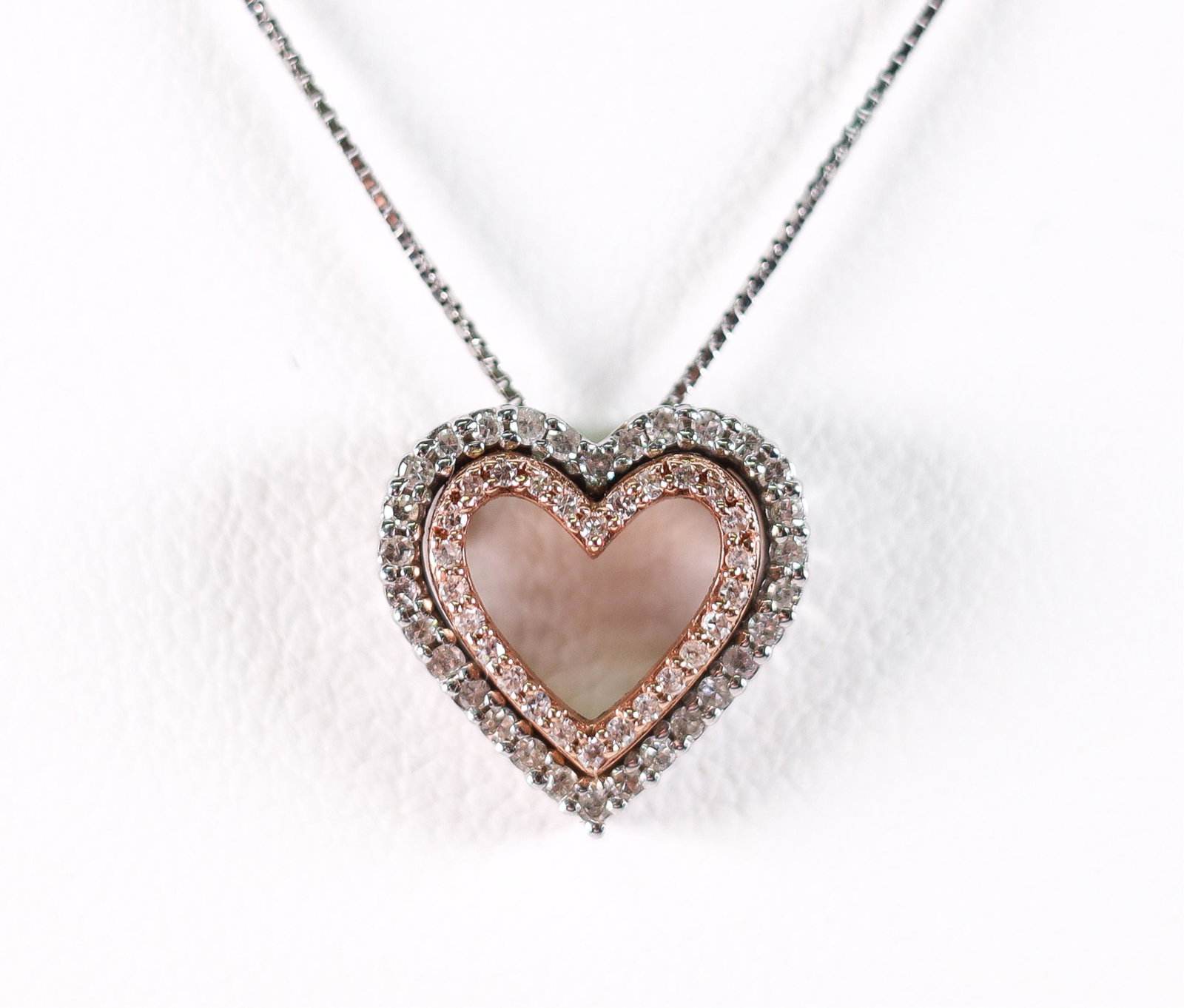 BI COLOR GOLD & DIAMOND HEART PENDANT NECKLACE (1 of 6)