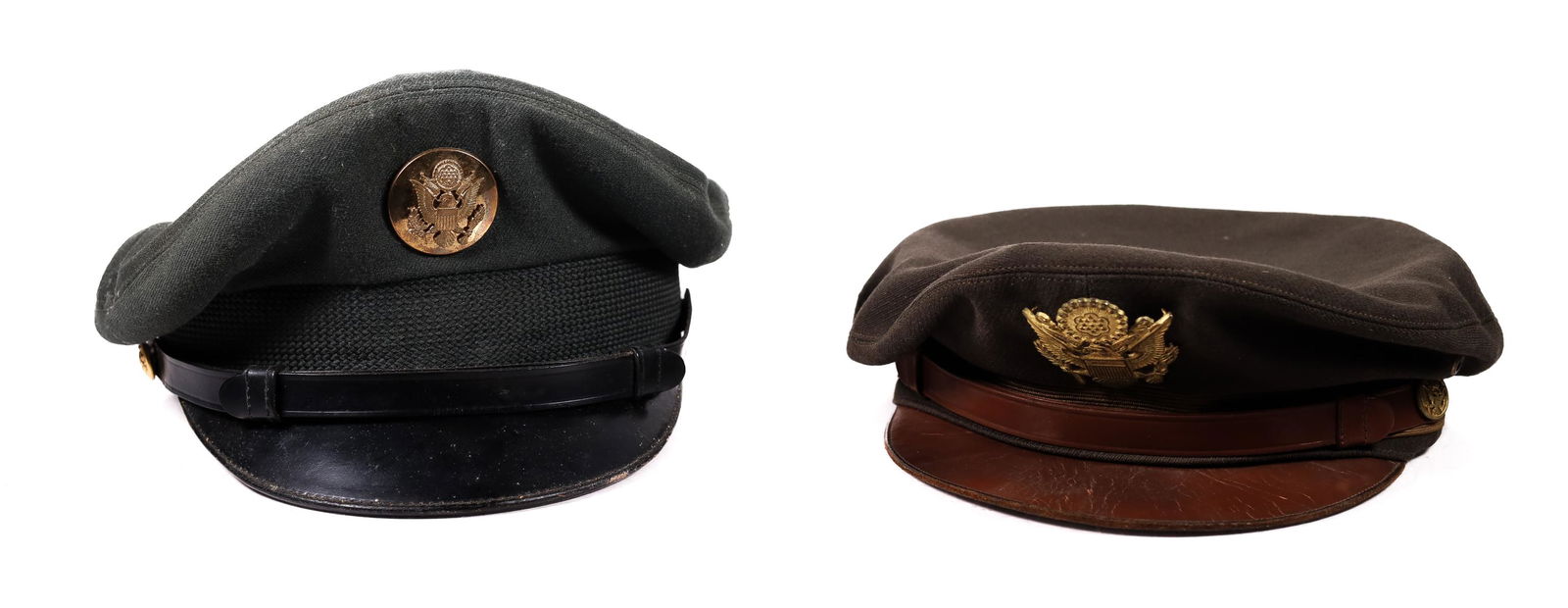 Lot of 2 Vintage Military US Army Green Dress Caps (1 of 8)