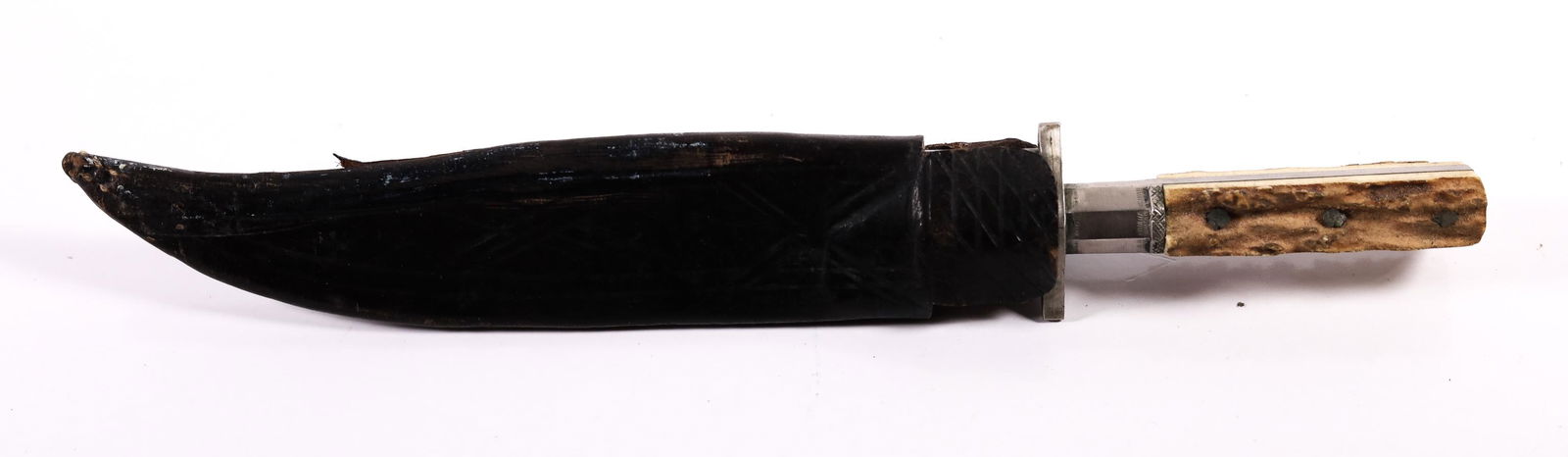 Stag Handle Bowie Knife w/Leather Scabbard (1 of 4)